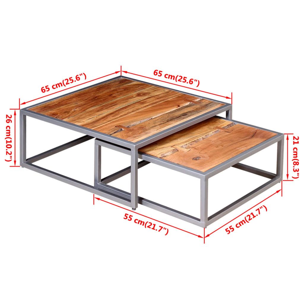 vidaXL Couchtisch 2-tlg. Couchtisch-Set Massivholz (2-St)