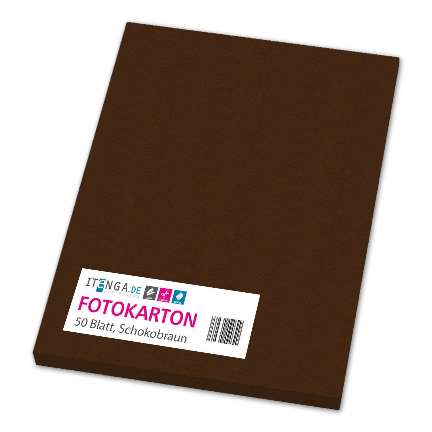 itenga Bastelkartonpapier itenga Fotokarton A4 SCHOKOBRAUN 50 Blatt 300 g/qm