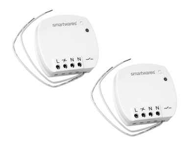 smartwares Zwischenstecker, HomeWizard Smartwares 2er SET Mini Funk-Schalter 230V 400Watt Unterputz Einbauschalter, Smart Home Geräte