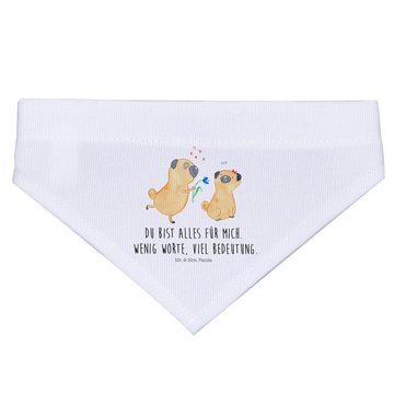 Mr. & Mrs. Panda Hundefliege Mops verliebt - Weiß - Geschenk, Geschenk Freund, Hund, Hundebesitzer, Polyester