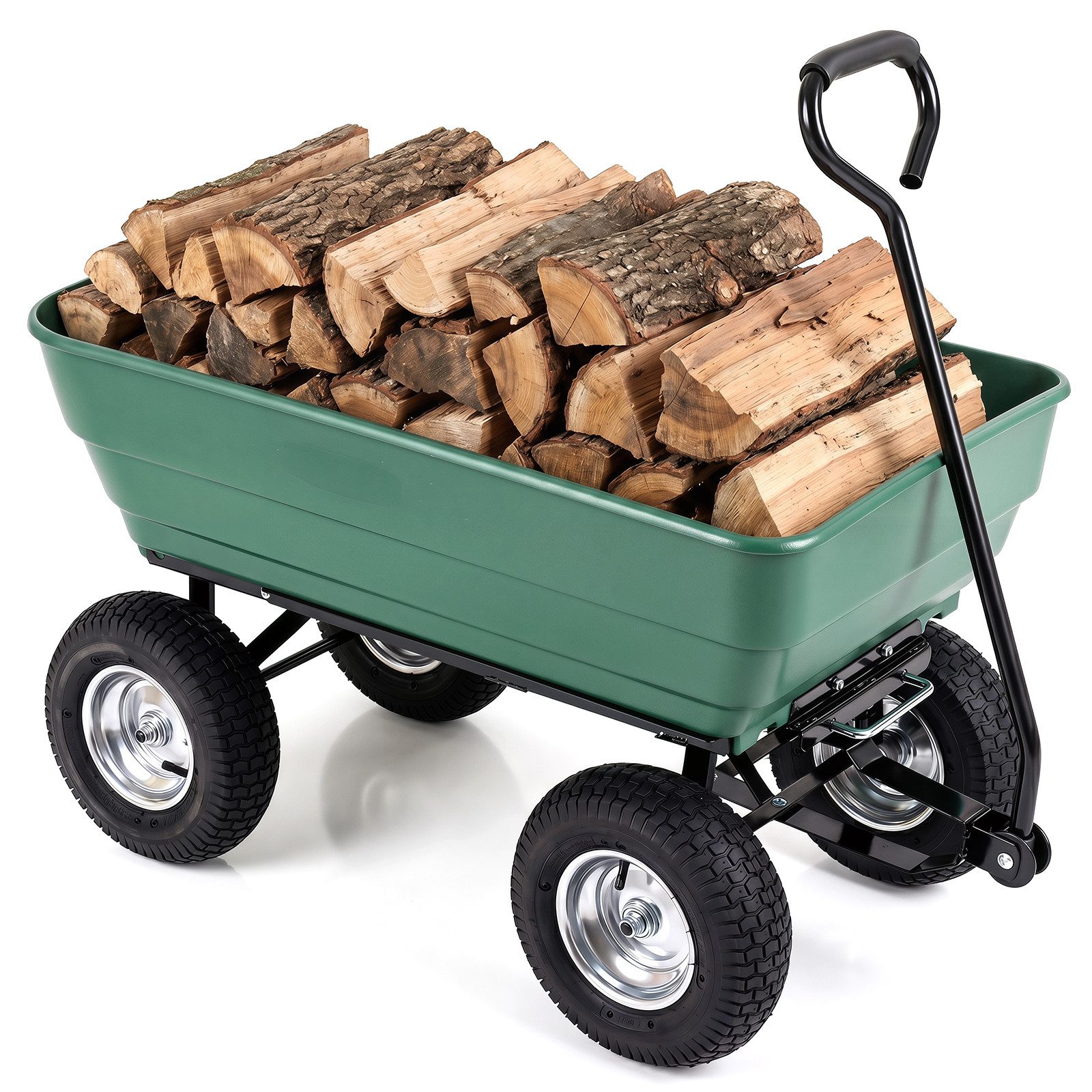 COSTWAY Bollerwagen, Gartenwagen, 125 L, mit verstellbarem Griff, bis 410 kg