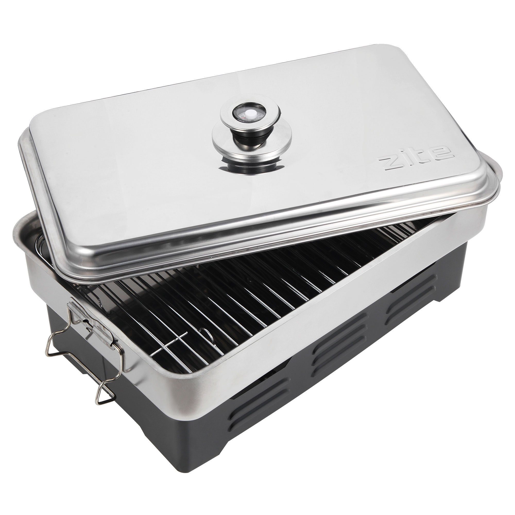 Zite Räucherofen mit Thermometer Smoker Fisch Räuchern 42x27x21cm Barbeque Steamer