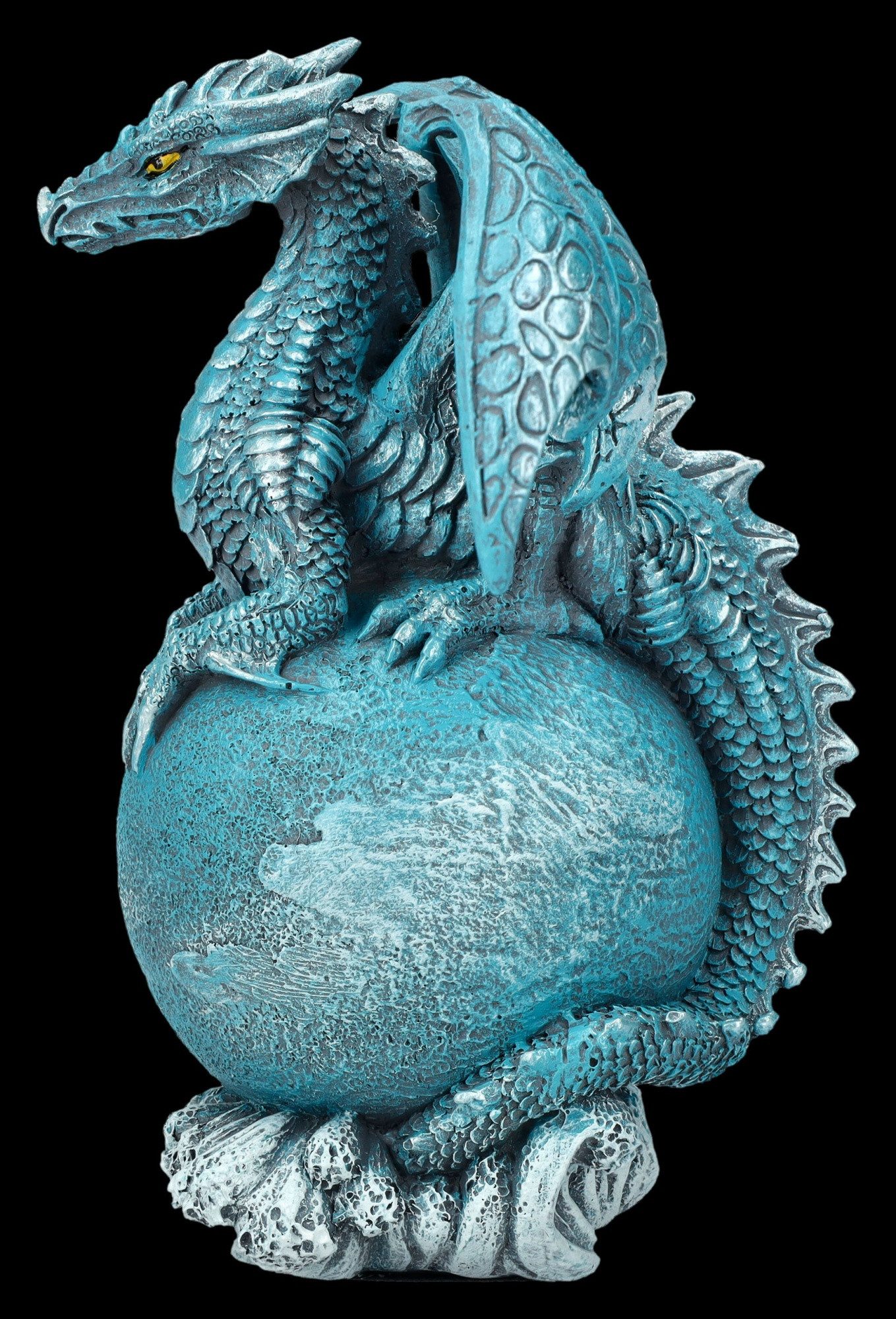 Figuren Shop GmbH Dekofigur Drachen Figur - Planet Uranus - Drachenfigur Fantasy Dekoration Planet