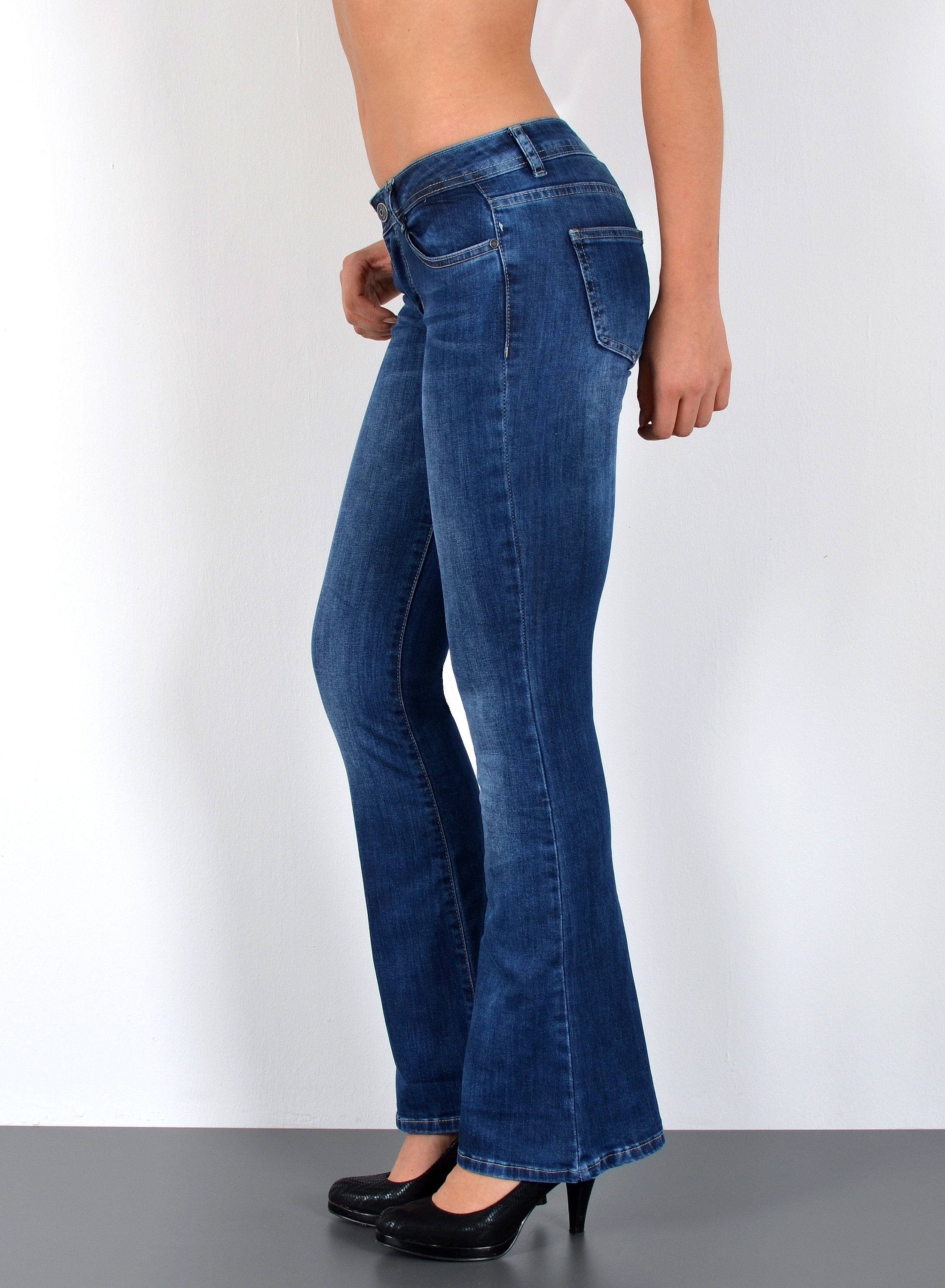 ESRA Bootcut-Jeans Damen Schlagjeans mit weitem Bein und Stretch bis Große günstig online kaufen