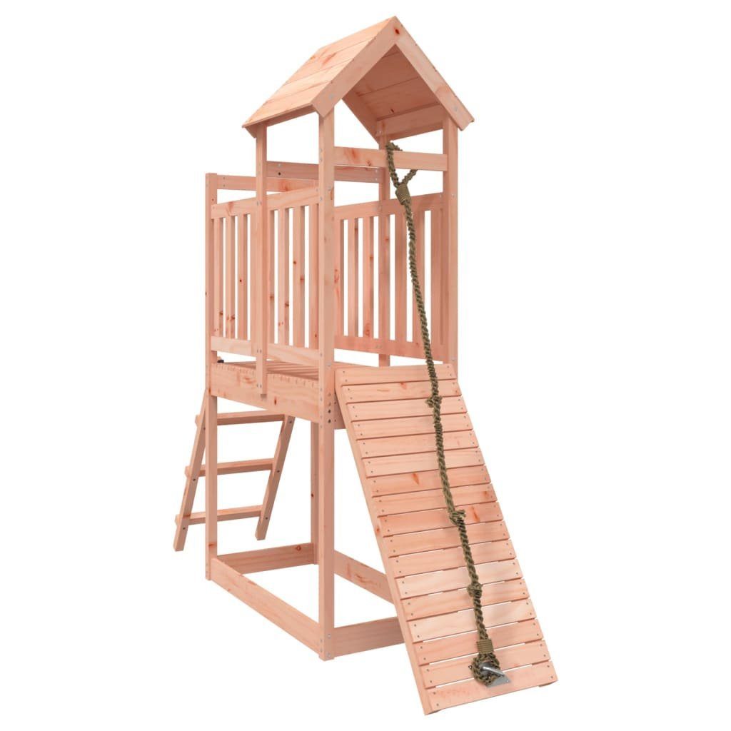 vidaXL Spielhaus Spielturm mit Kletterwand Massivholz Kletterturm Douglasie Spie Kinder