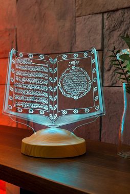 Geschenkelampe LED Nachttischlampe Koran Nachtlicht muslimische Deko Geschenk für Muslimischen Freund, Leuchte in 7 Farben fest integriert, Allah Islamisches Kalligraphie, Ramadan Geschenk, Eid Mubarak, Ramadan Deko, Islam
