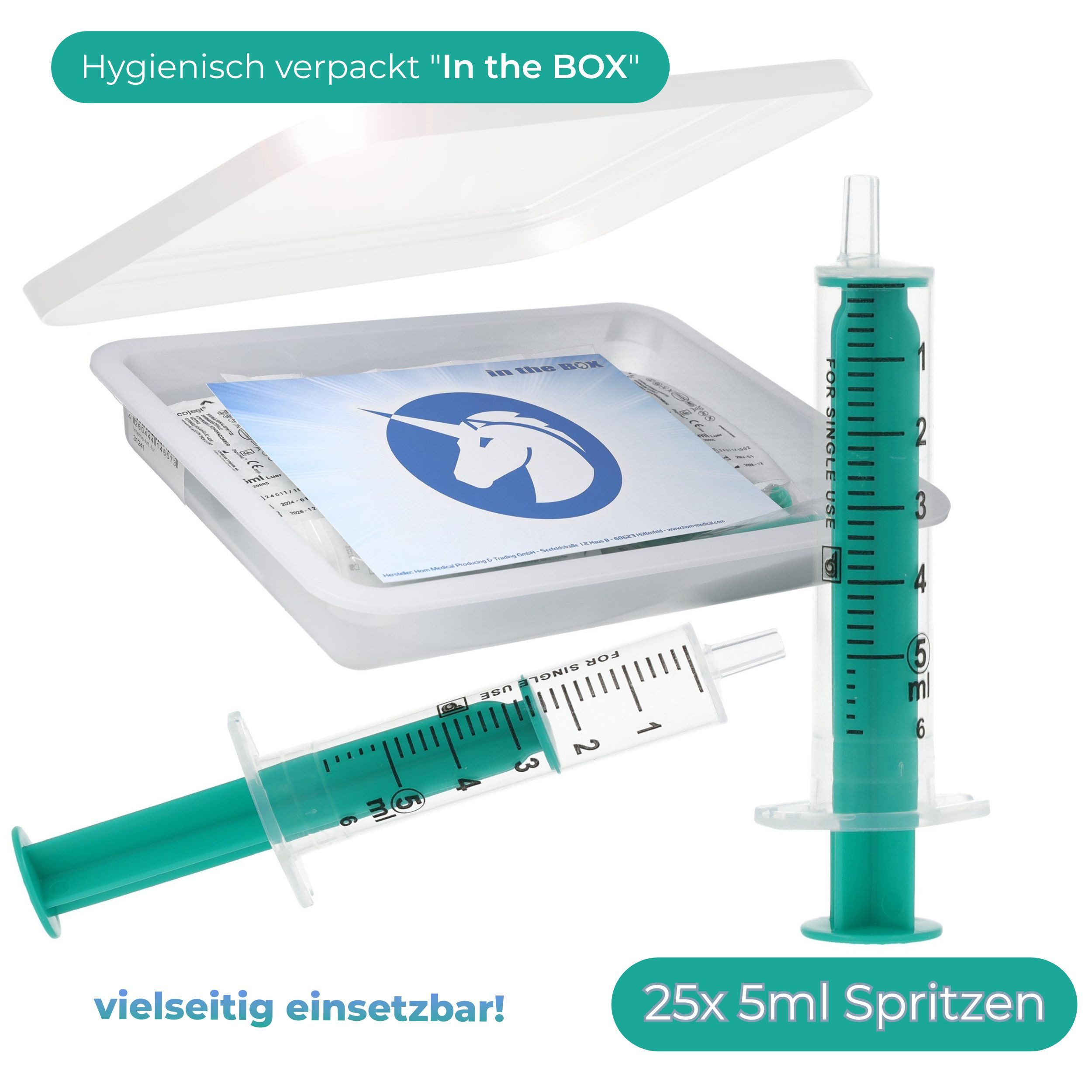 Horn Medical Einwegspritze Horn Spritzen-Sets in the Box -Größe wählbar-, (steril, präzises Dosieren / Befüllen / Absaugen), für prof. Medizin & Privatanwender, Bastler, Modellbau...