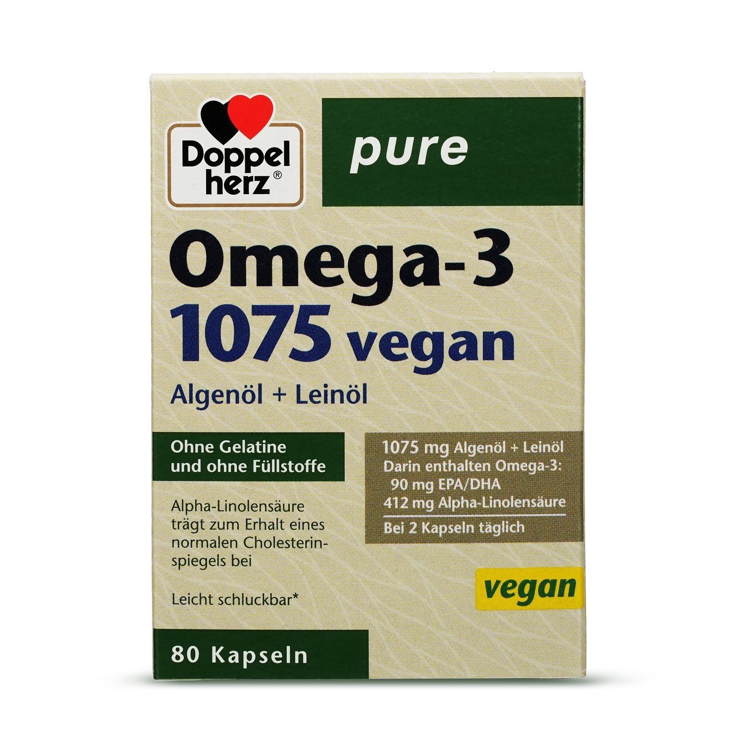 Doppelherz DOPPELHERZ Omega-3 1075 vegan pure Kapseln, 80 Stück Kapseln, 80,00 St.