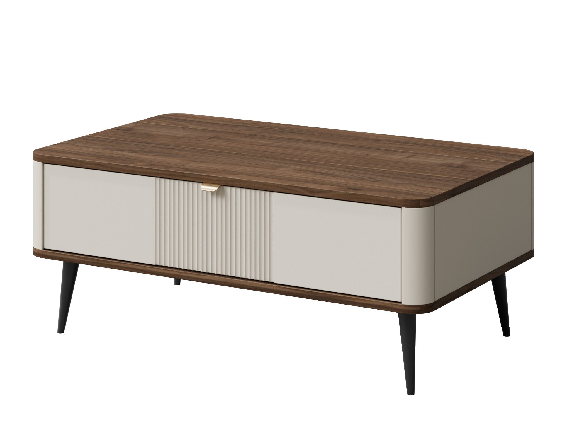 Compleo Couchtisch mit Schublade LILIA, Kaschmir, Metallgriffe, Lamellen, Elegant design