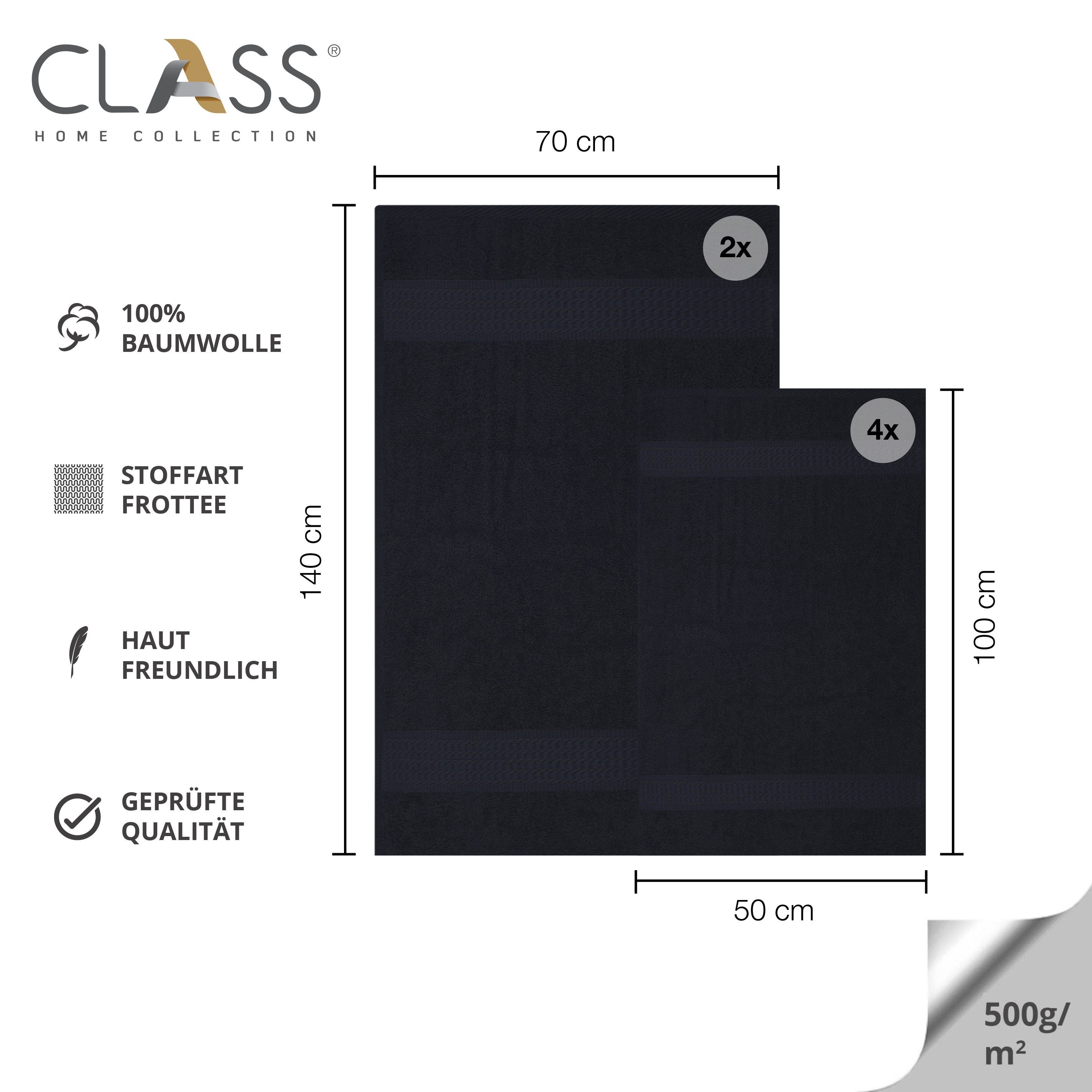 CLASS HOME COLLECTION 6 (Set, Frottee SCHWARZ Handtücher Baumwolle, 12-tlg) Set Handtuch 100% TLG Set