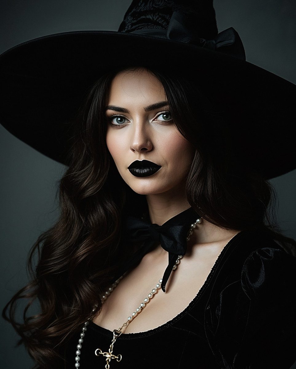 Horror-Shop Vampir-Kostüm Schwarzer Lippenstift Damen – Nocturna Noir Gothic