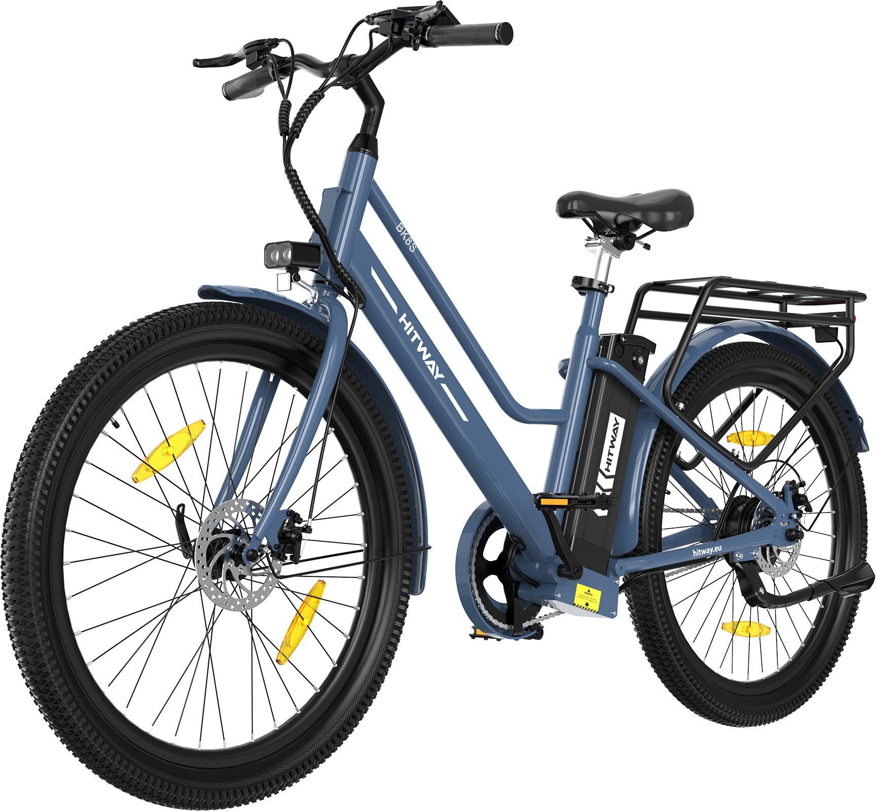 HITWAY E-Bike Cityrad 27,5 Zoll Elektrofahrrad für Damen Herren, Pedelec mit 36V 13Ah Akku, 1 Gang, 250W Heckmotor, 468 Wh, E-fahrräde, E-Citybike mit Schloss, Pumpe, APP