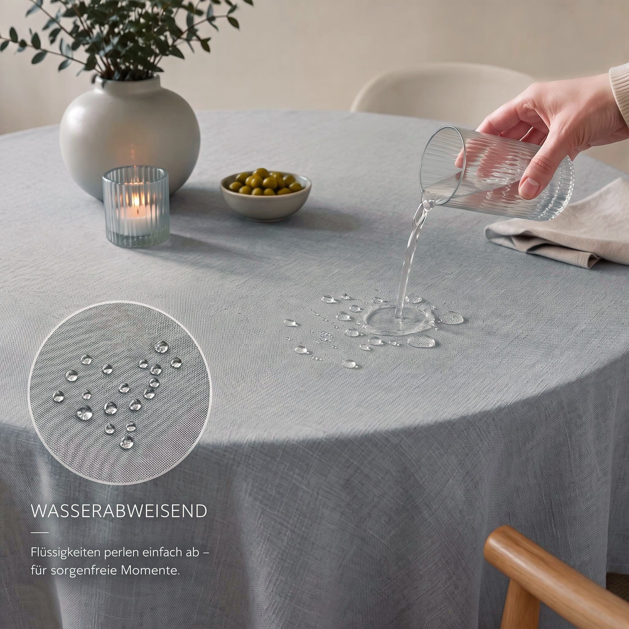 OTTO home Tischdecke Josée, wasserabweisend, 1 Stück, strukturierte Leinenoptik, Uni-Design (Packung 1-tlg), strukturiert, Leinenoptik, …