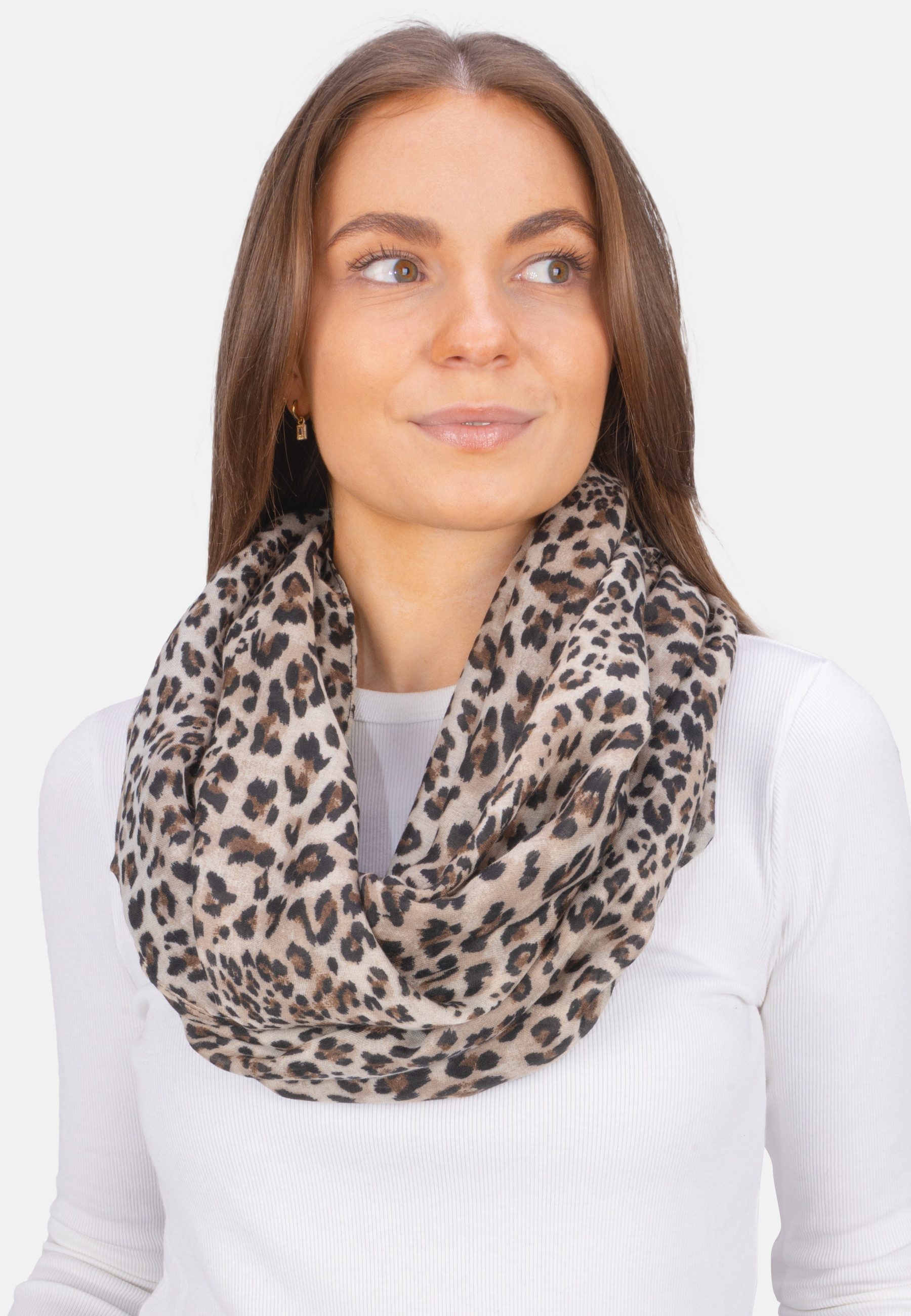 Seasons of April Loop LOOP GYDA LEO, Loop Schal GYDA mit Leo Print – Weich & leicht aus 100% Viskose