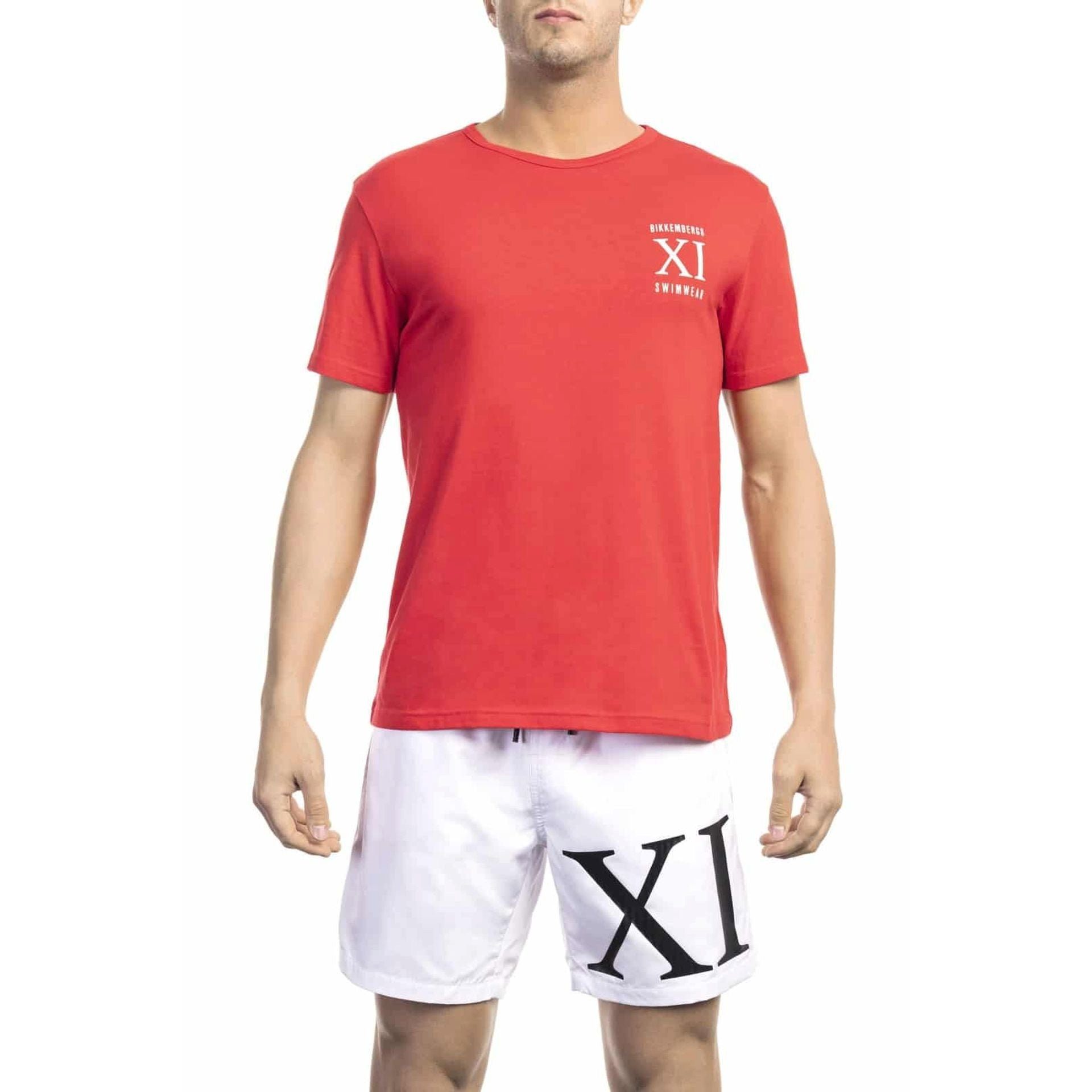 T-Shirt, Rot Bikkembergs T-Shirt Strandmode 2023 Herren Beachwear, Bikkembergs Trend BKK1MTS05,