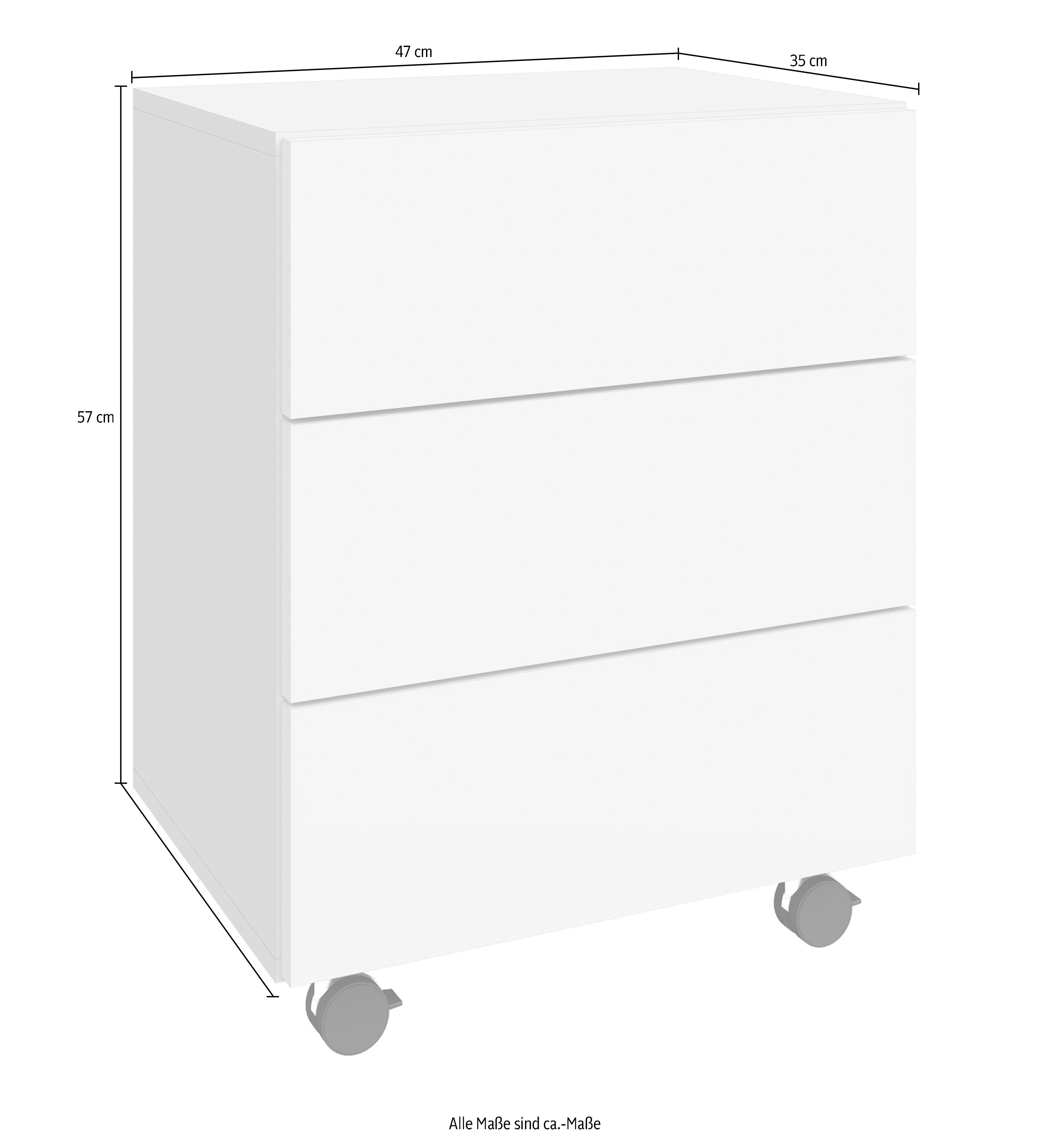 Wallis, Möbel borchardt griffloser Weiß in moderner matt Rollcontainer Optik