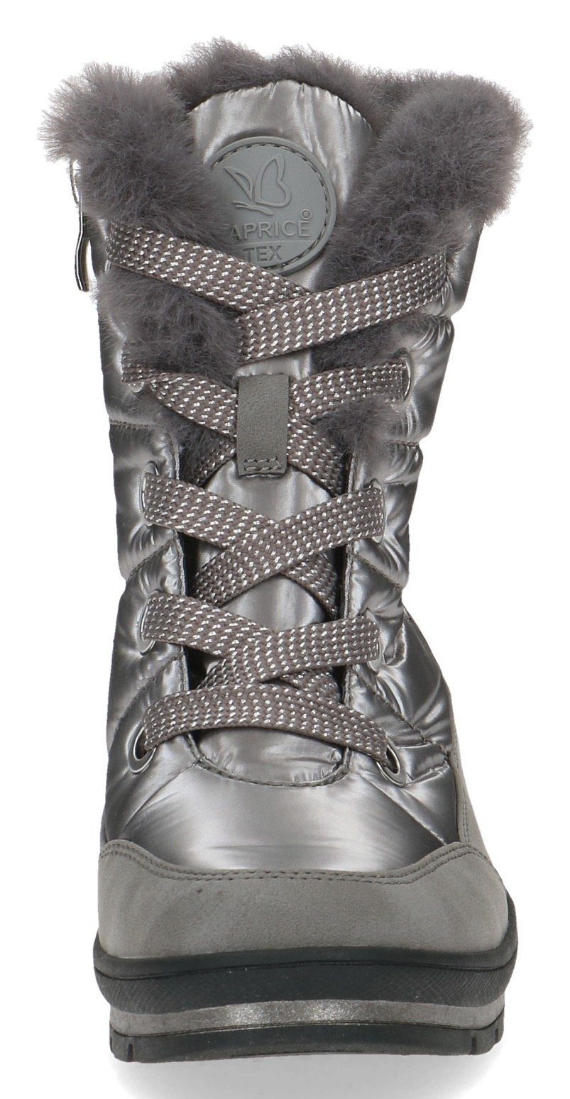 mit taupe-metallic Caprice Winterboots TEX-Membran wasserabweisender