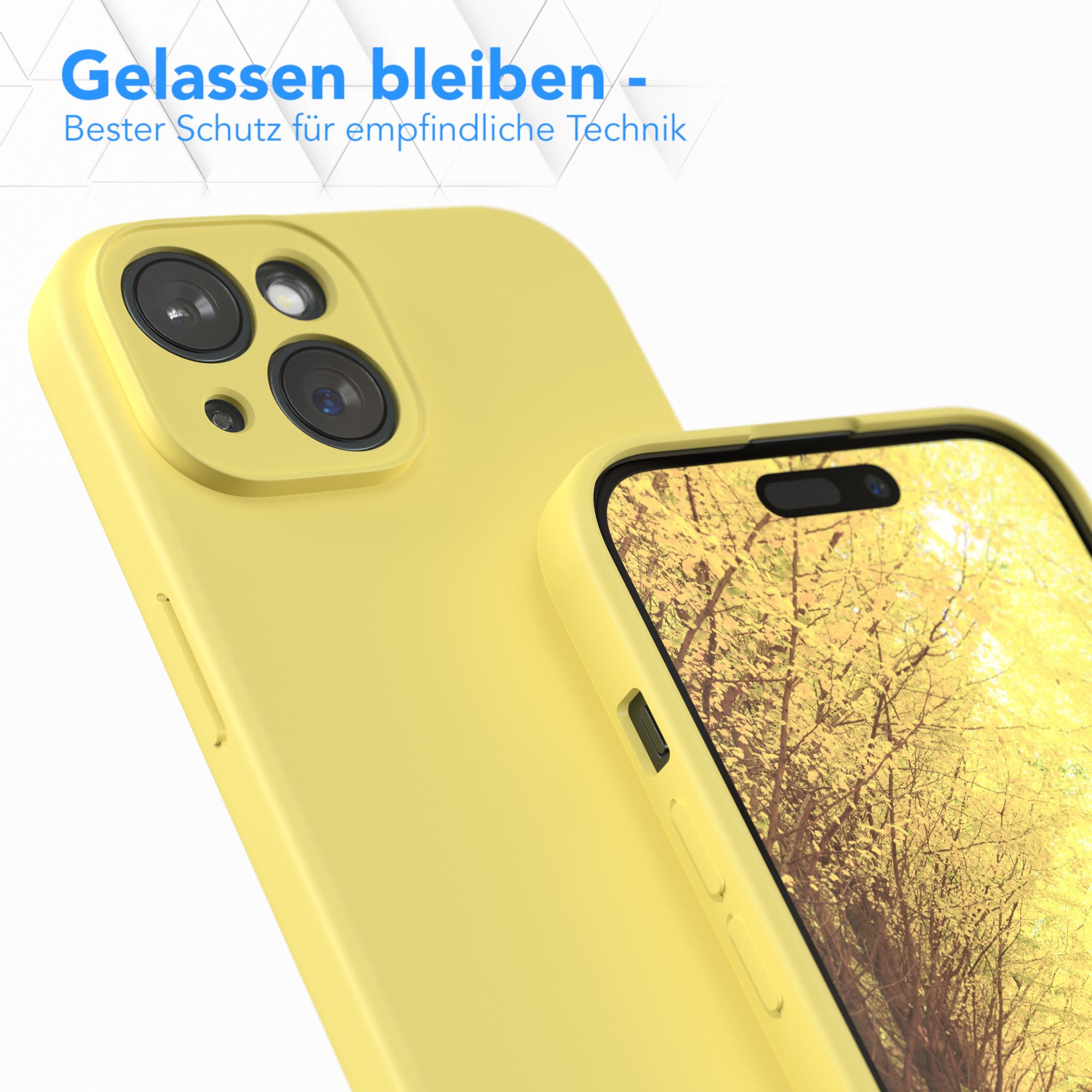 EAZY CASE Handyhülle für Apple iPhone 15 Hülle Silikon 6,1 Zoll, Handy Softcase stoßfest Hülle mit Kameraschutz Bumper Tpuhülle Gelb – Bild 4 von 5
