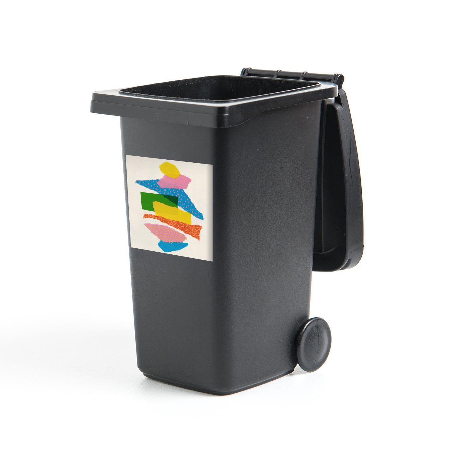 Wandsticker - Container, Abstrakt - Sticker, Regenbogen MuchoWow Mülltonne, Formen St), (1 - Abfalbehälter Kunst Mülleimer-aufkleber,