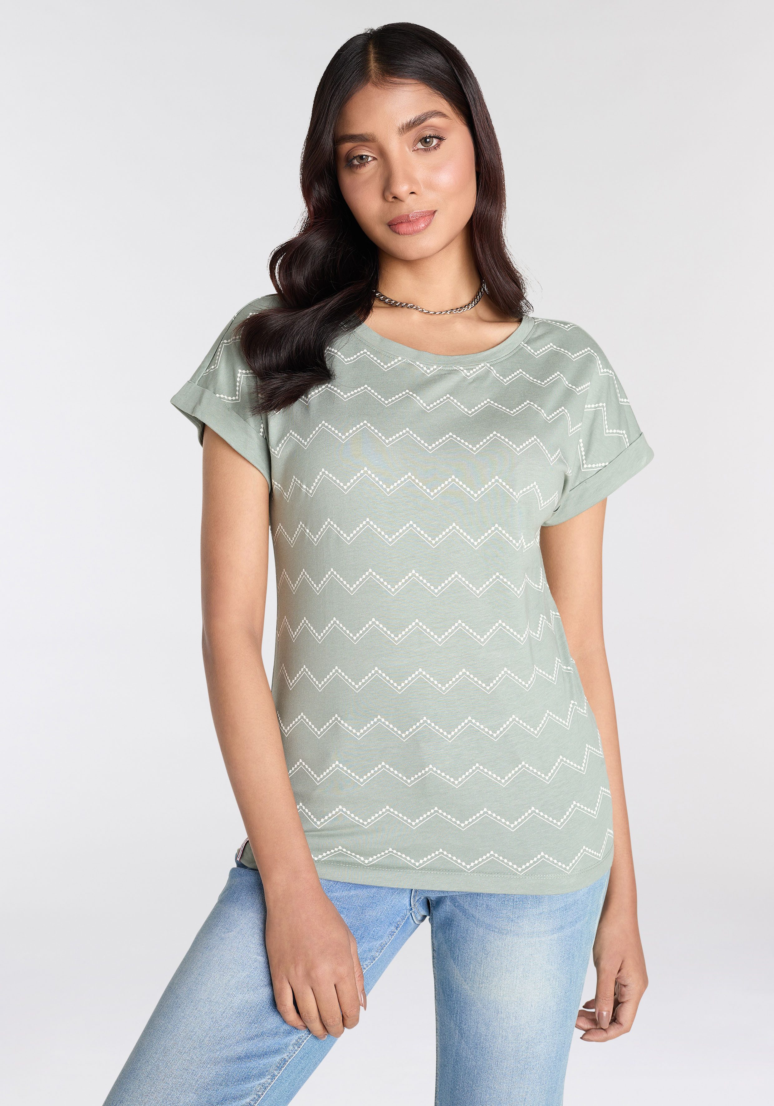 KangaROOS Kurzarmshirt mit Zick-Zack-Muster