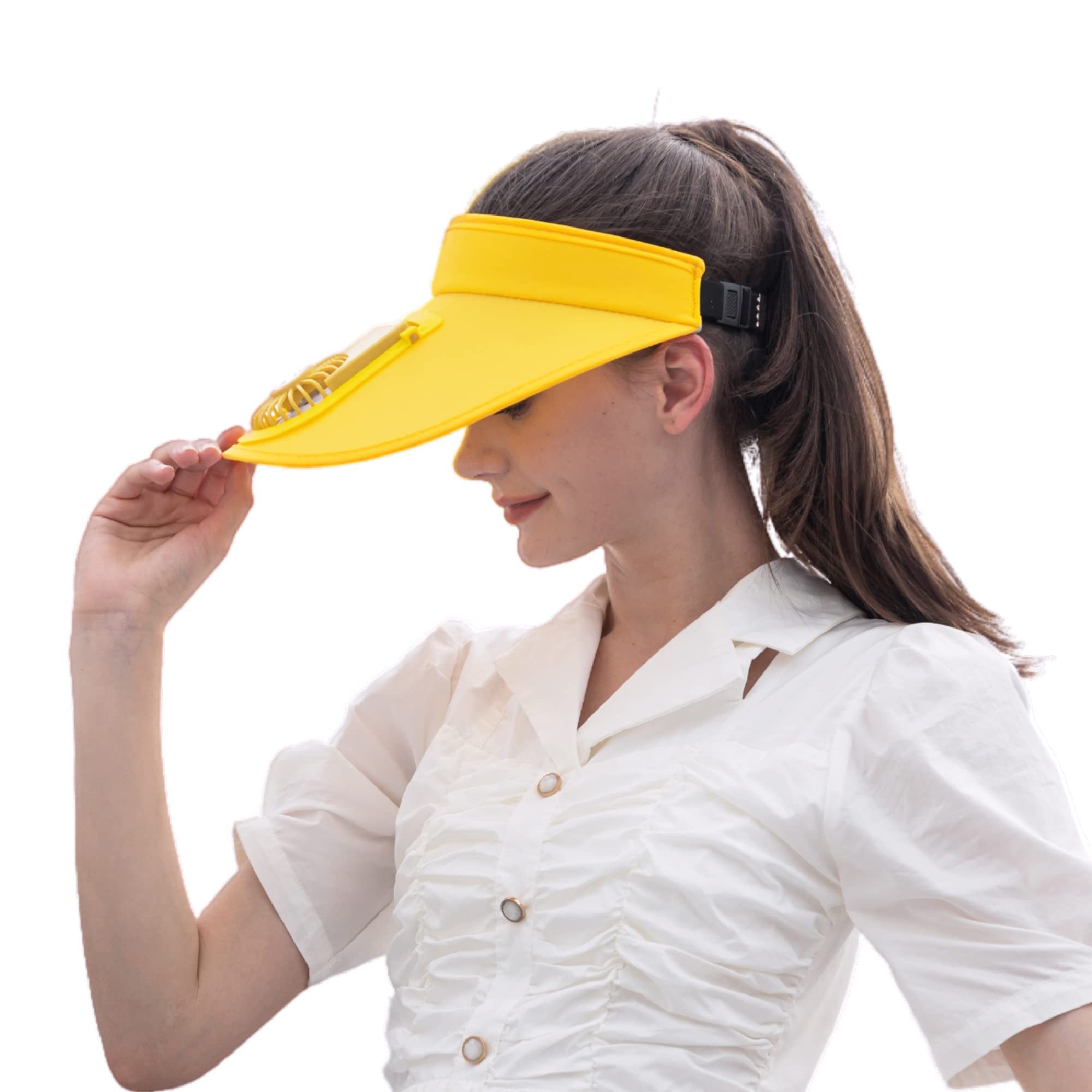 Bomiclss Sonnenhut Sonnenblende Hüte mit Ventilator, Fan Visor Hat Kühlmützen (Drei Temperaturstufen,Großer Sonnenschutzbereich) für Damen Und Herren