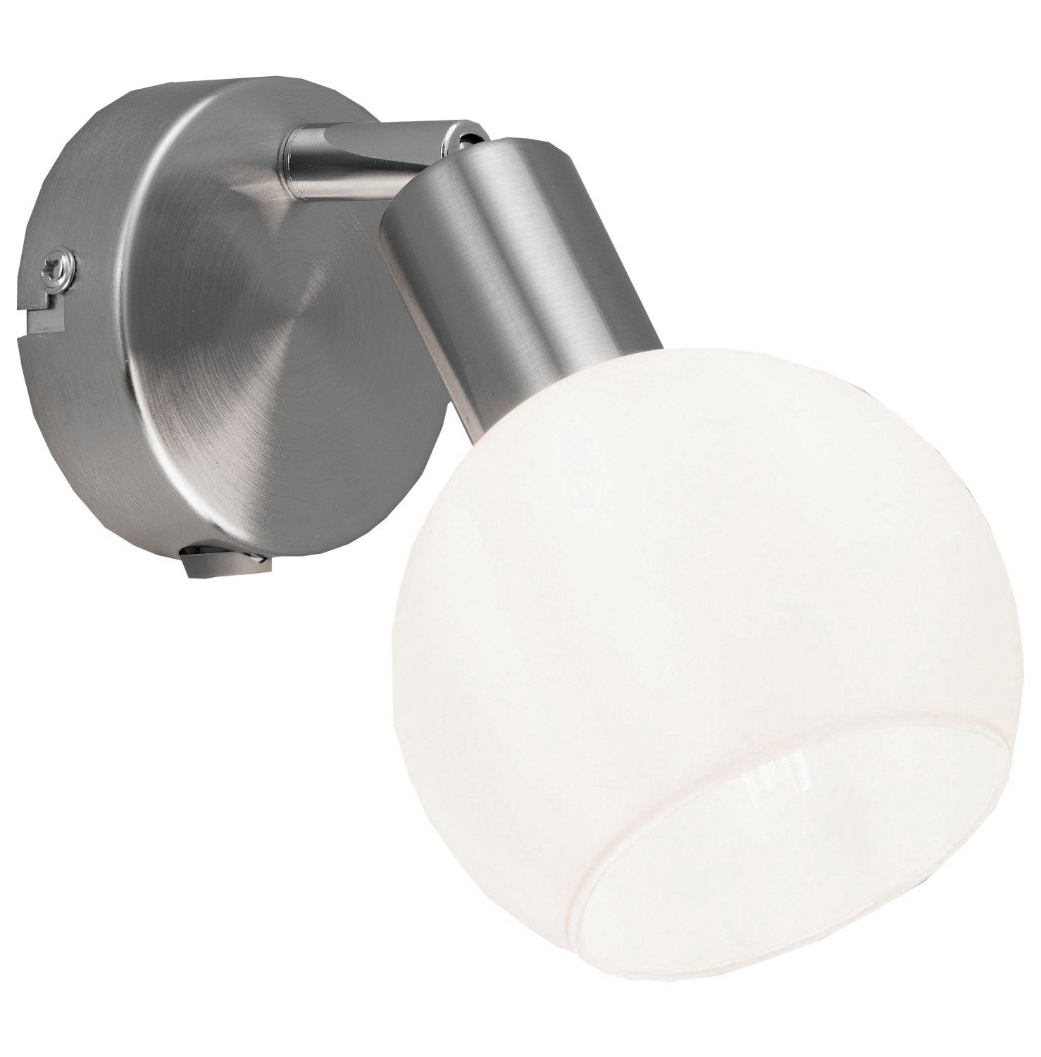 casa NOVA Wandstrahler LINA, 1-flammig, Silbergrau, Weiß, Metall, ohne Leuchtmittel, Glasschirm