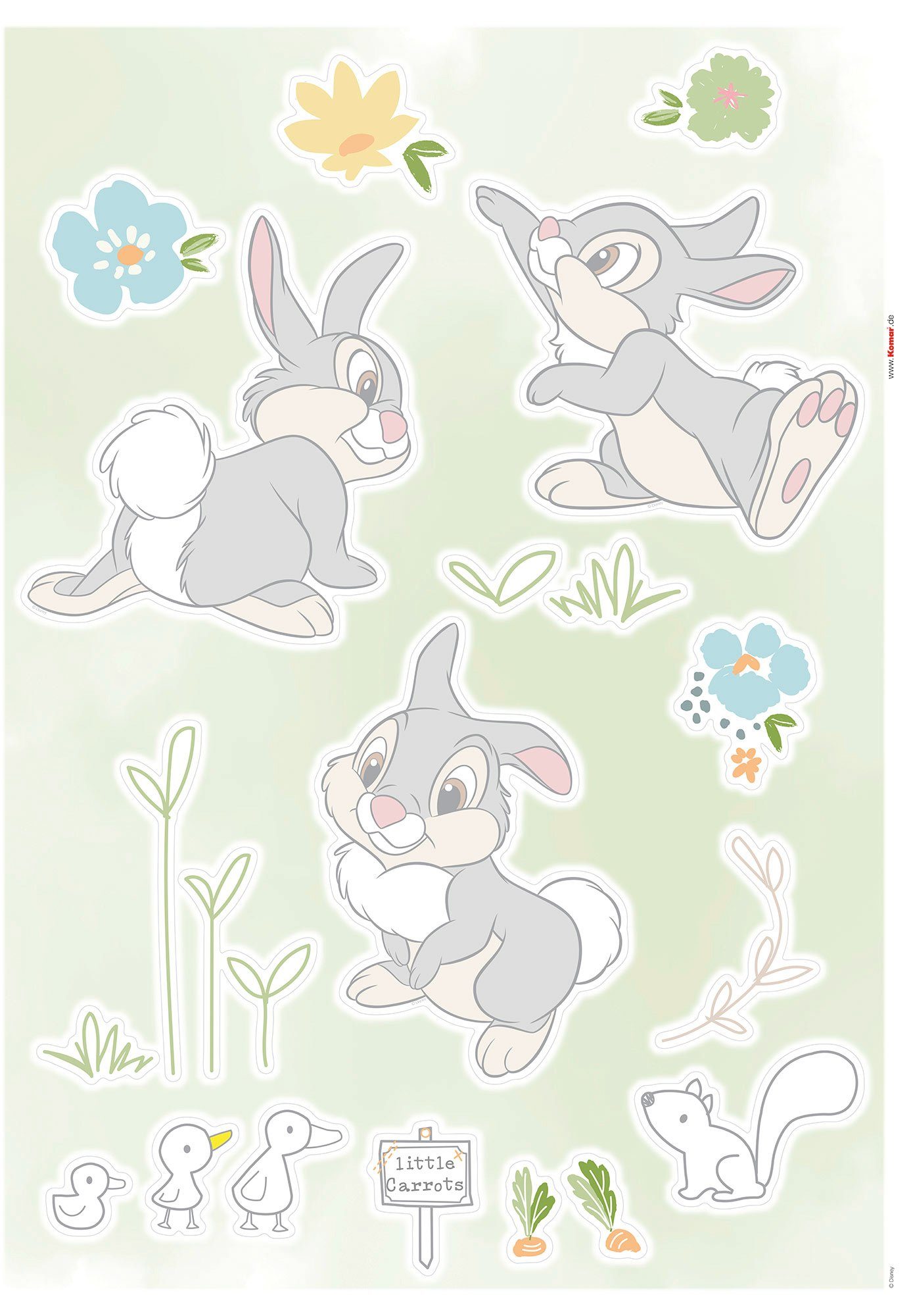 Komar Wandtattoo Thumper in the Garden (13 St), 50x70 cm (Breite x Höhe), selbstklebendes Wandtattoo | Kinderzimmer-Wandtattoos