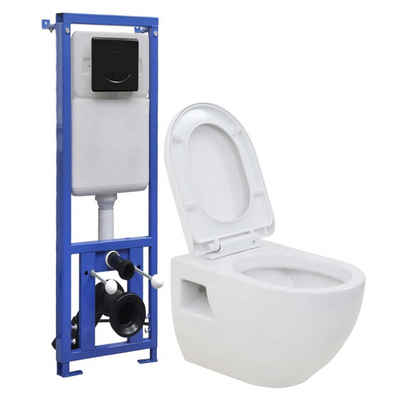 vidaXL Tiefspül-WC Hänge-Toilette mit Unterputzspülkasten Keramik