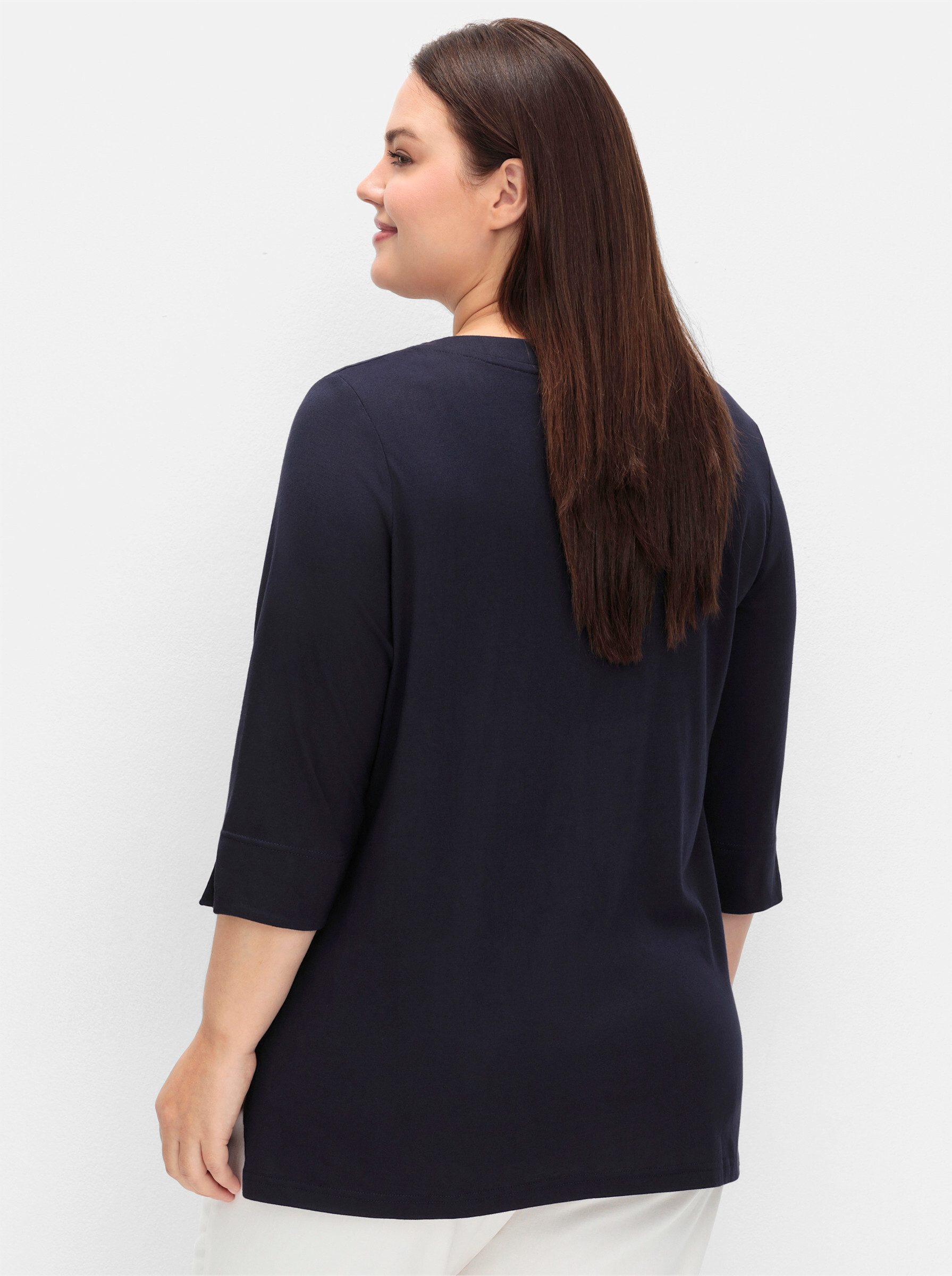 Sheego T-Shirt 3/4-Arm-Shirt . mit Blumenstickerei aus Pailletten günstig online kaufen