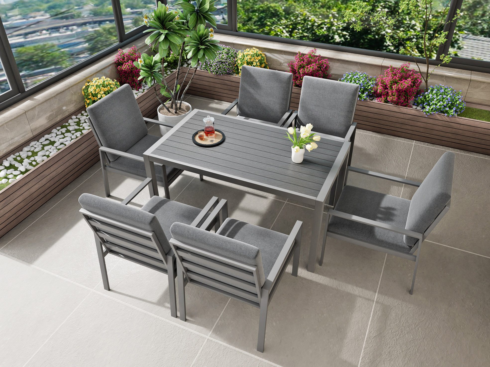 MeXo Gartenlounge-Set Gartenmöbel Set aus Aluminium, (Garten-Essgruppe für günstig online kaufen