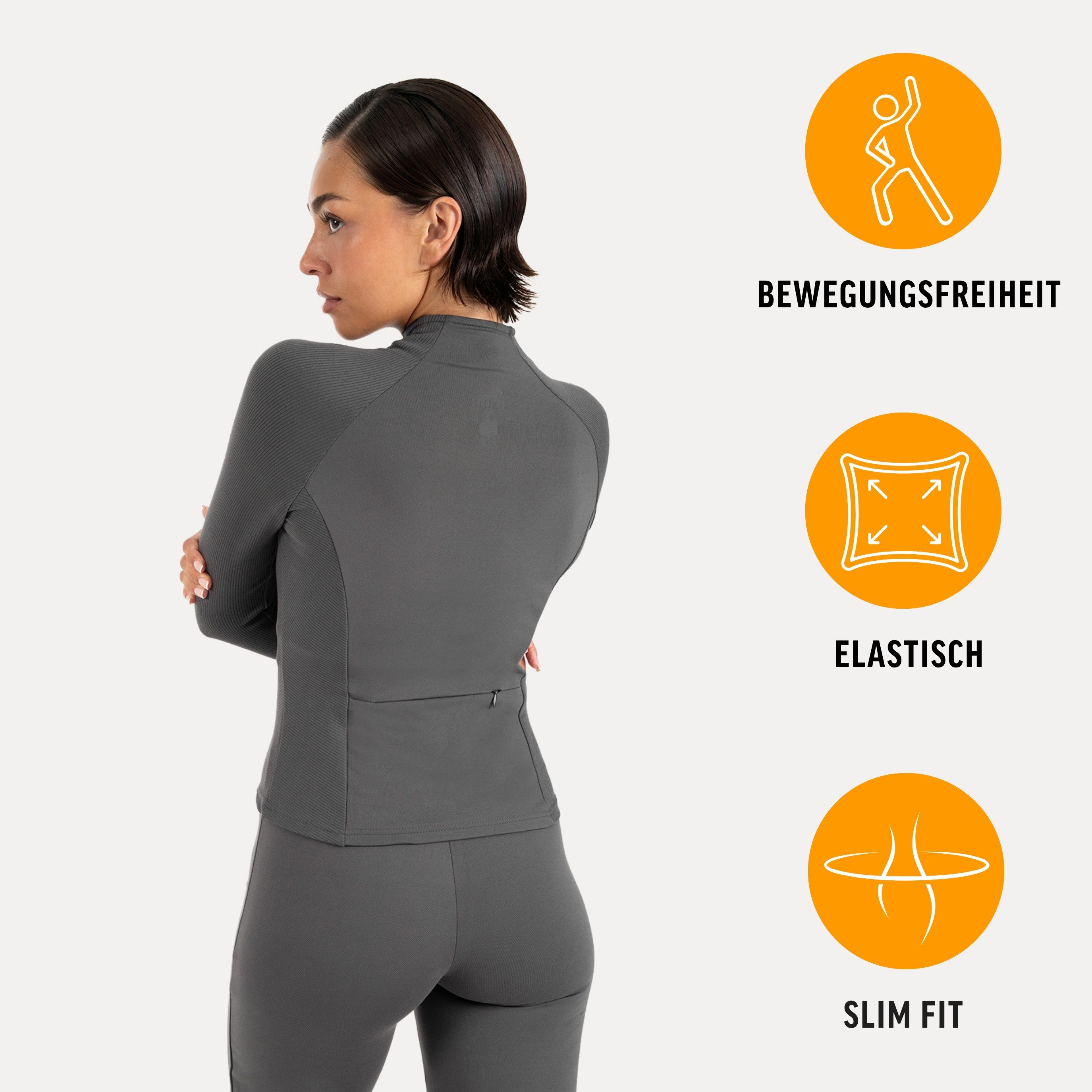 Smilodox Outdoorjacke Solvea Damen, Trainingsjacke, Shaped Fit, Gymkleidung, Sportjacke Figurbetont, Stehkragen, Reißverschluss, Jacke für Fitness, Yoga