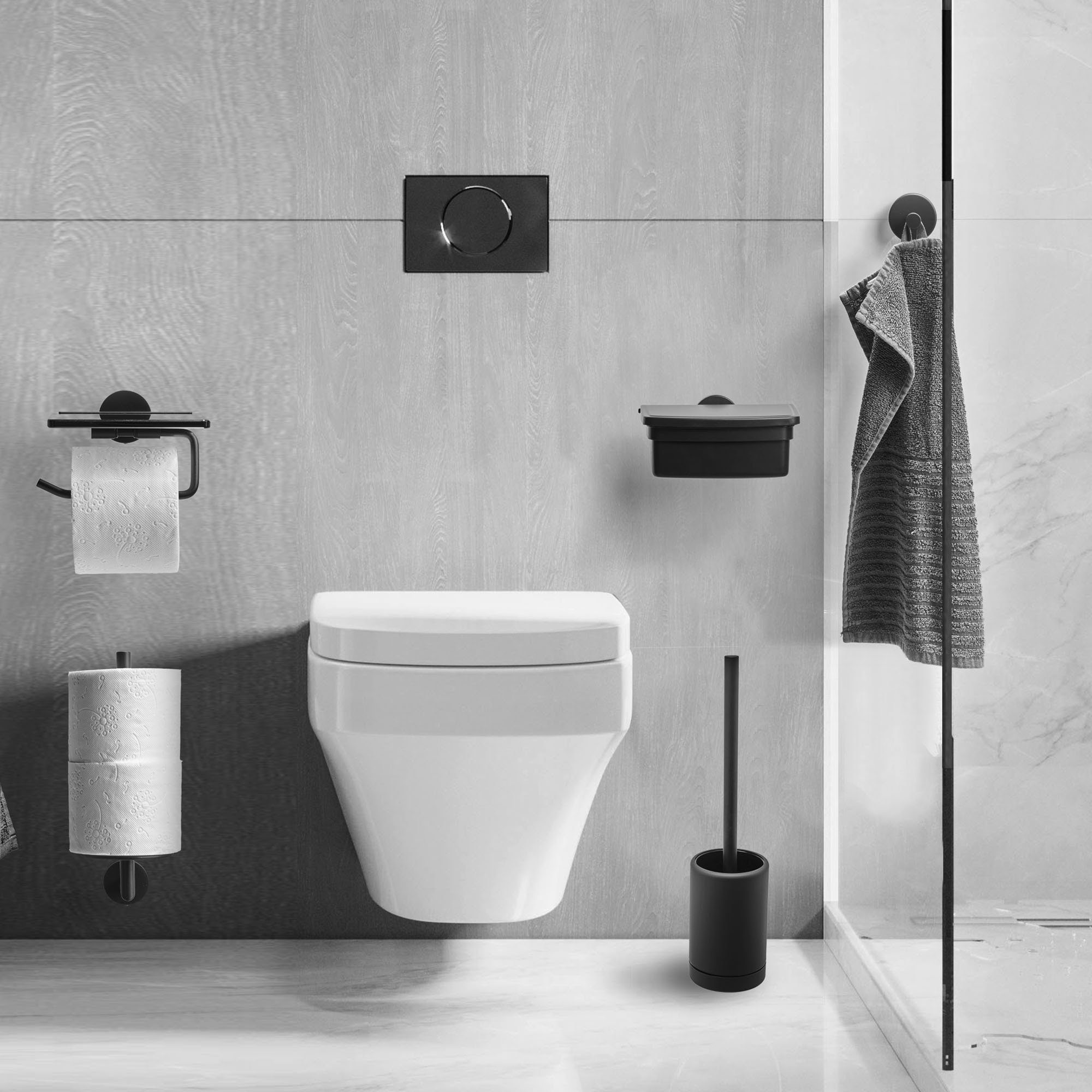 Luxus Schwarz belüftet WC-Bürste Toilettenbürste Amare Bath WC-Reinigungsbürste
