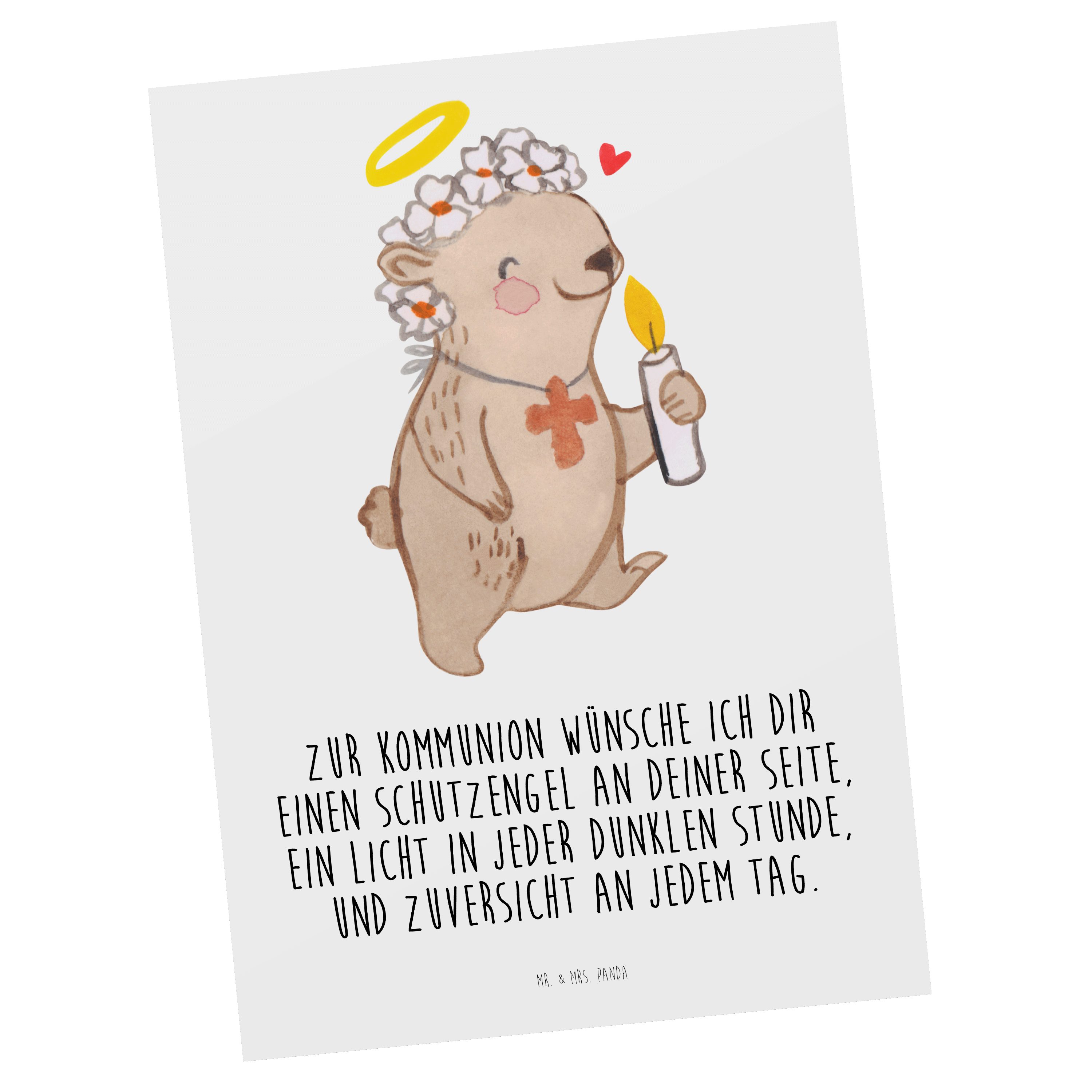 Mr. & Mrs. Panda Postkarte Danke Kommunion Jugendweihe, - Geschenk, Bär Weiß Mädchen - Kommunion