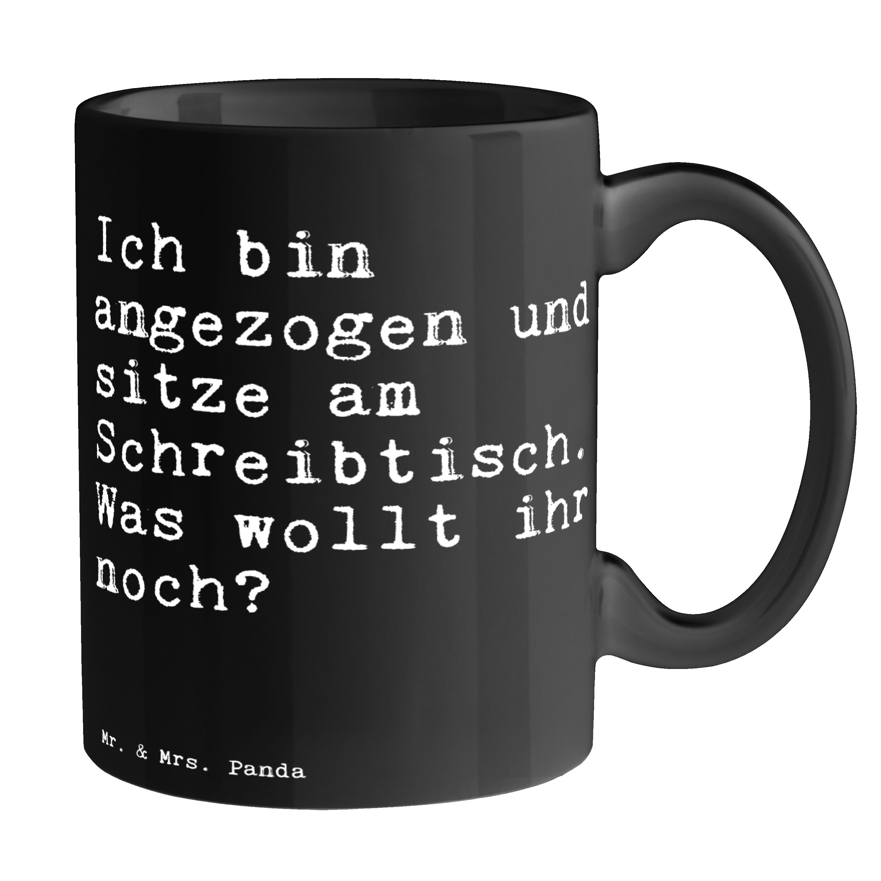 Mr. & Mrs. Panda Tasse Ich bin angezogen und... - Schwarz - Geschenk, Chef, Kaffeebecher, Bü, Keramik Schwarz