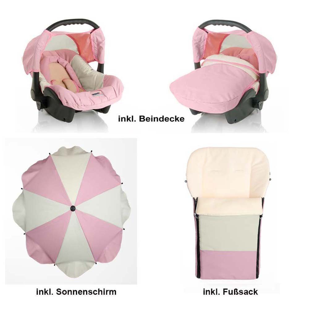 Kombi-Kinderwagen - Farben Rosa-Creme in Teile 1 18 17 babies-on-wheels 5 Flash inkl. Kinderwagen-Set in Autositz -