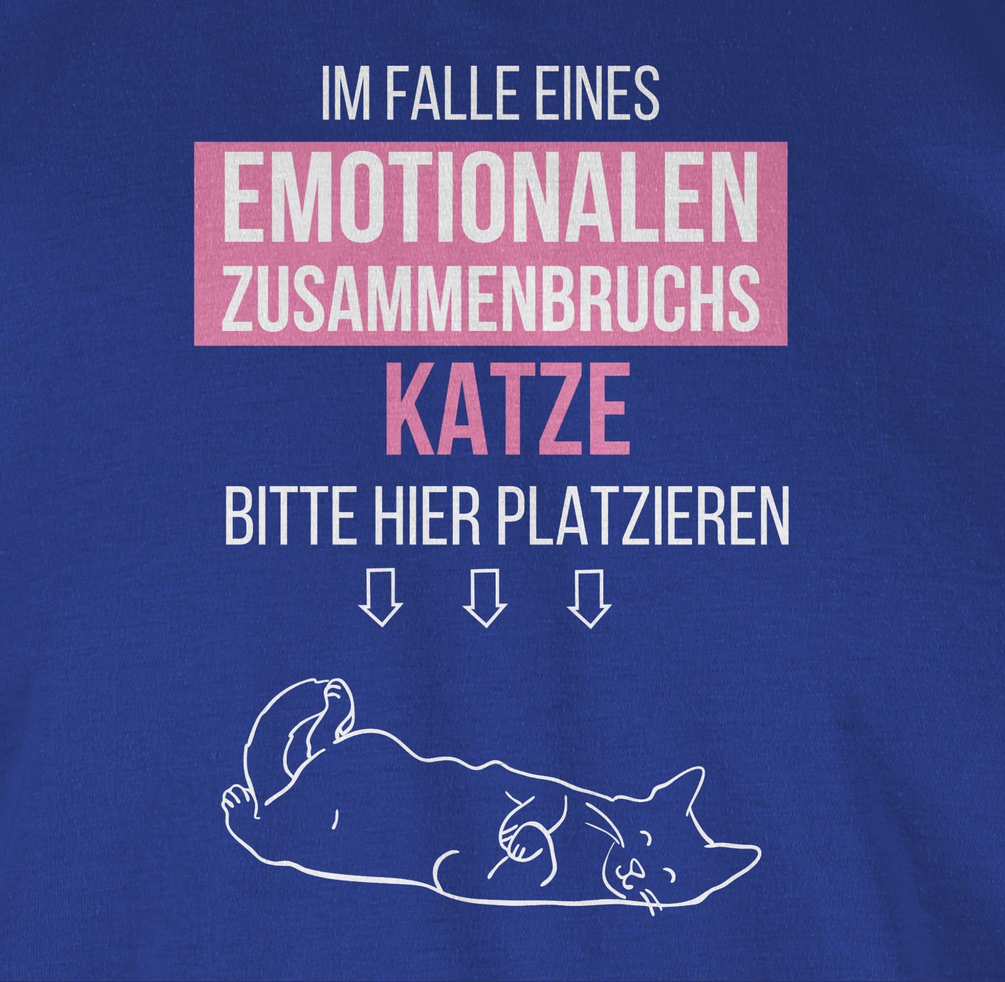 Im Falle hier Shirtracer Sprüche Zusammenbruchs Royalblau Katze 2 emotionalen platzieren Statement T-Shirt eines