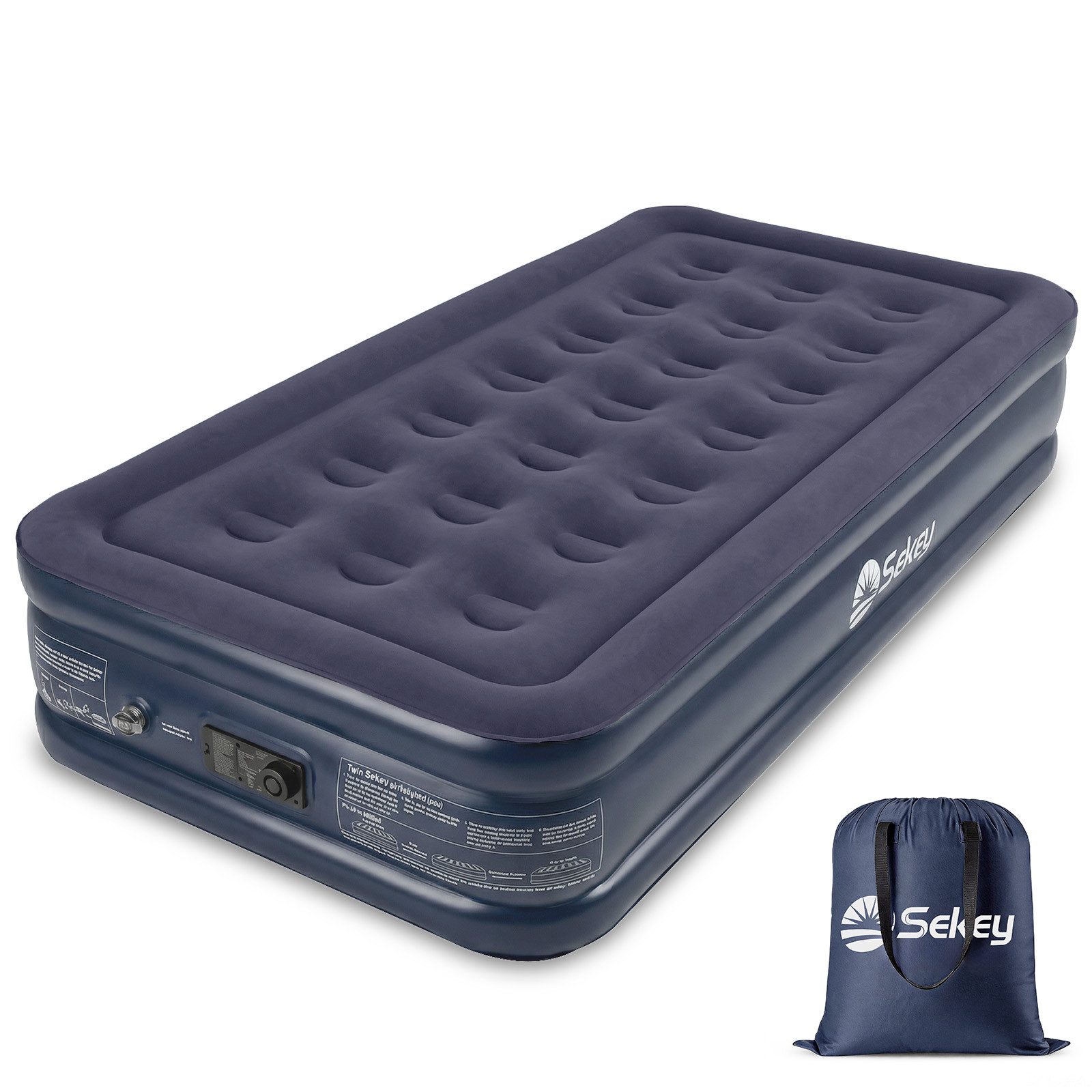 Sekey Luftbett Luftmatratze Selbstaufblasend Gästebett mit Integrierter Elektropumpe, 203x102x40cm - Luftbett Selbstaufblasend Einzelbett bis 200 kg