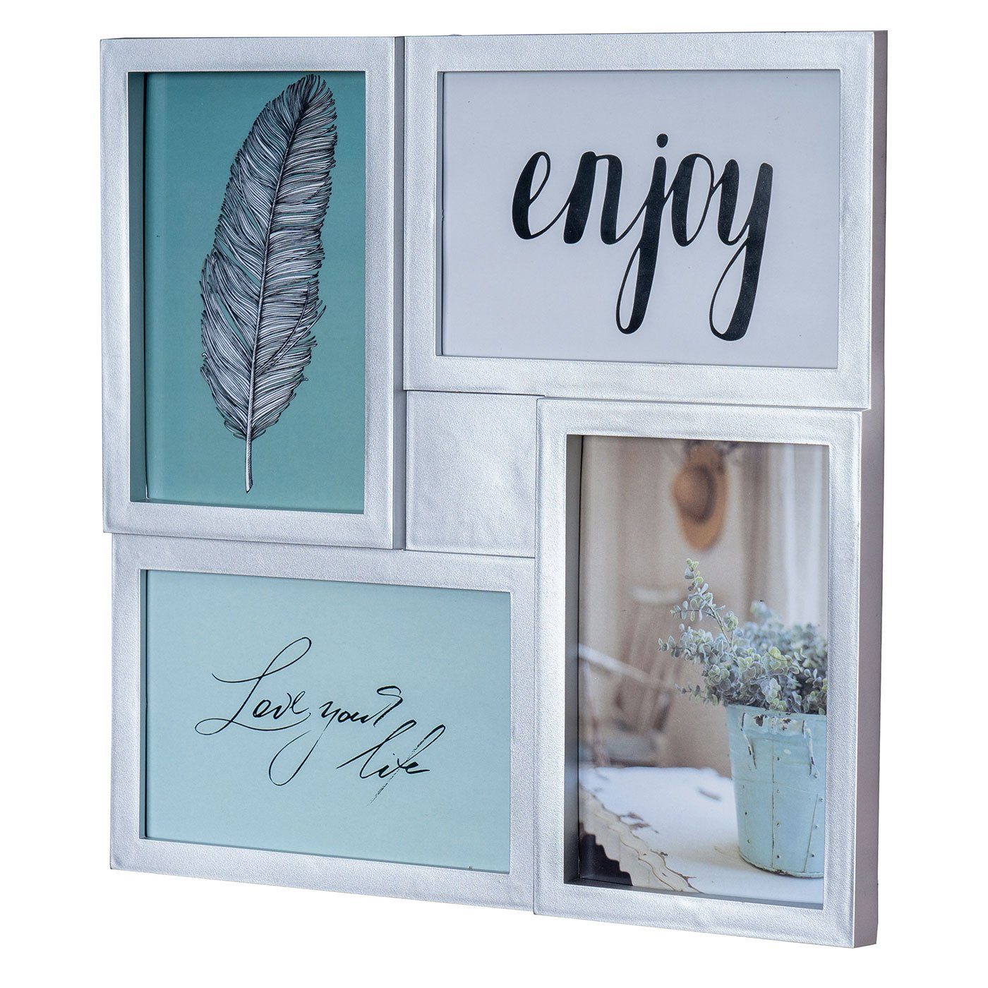 Levandeo® Bilderrahmen Collage, Bilderrahmen 4 Fotos 10x15cm Foto Aufstelle günstig online kaufen