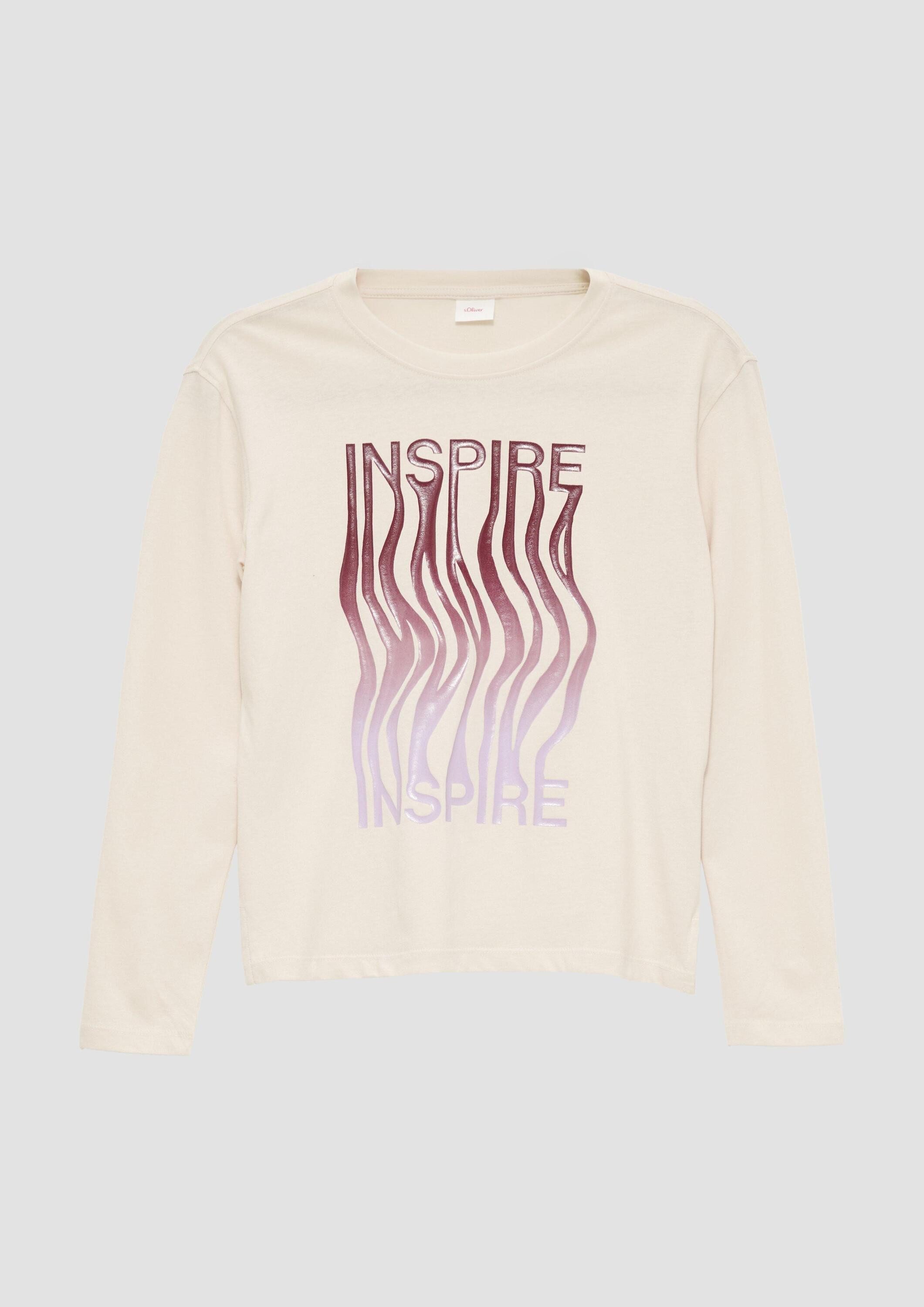 s.Oliver Langarmshirt T-Shirt Longsleeve mit gummiertem Frontprint