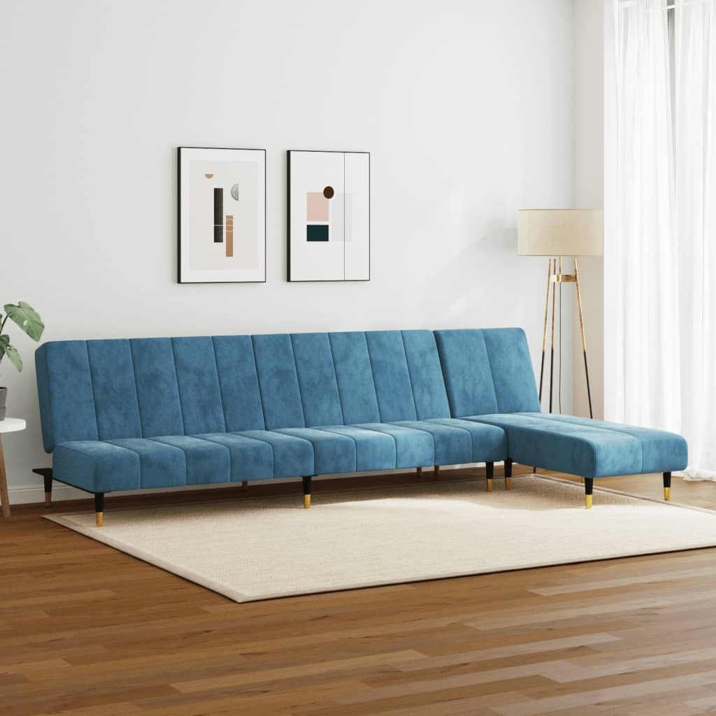 vidaXL Sofa 2-tlg. Sofagarnitur Blau Samt günstig online kaufen