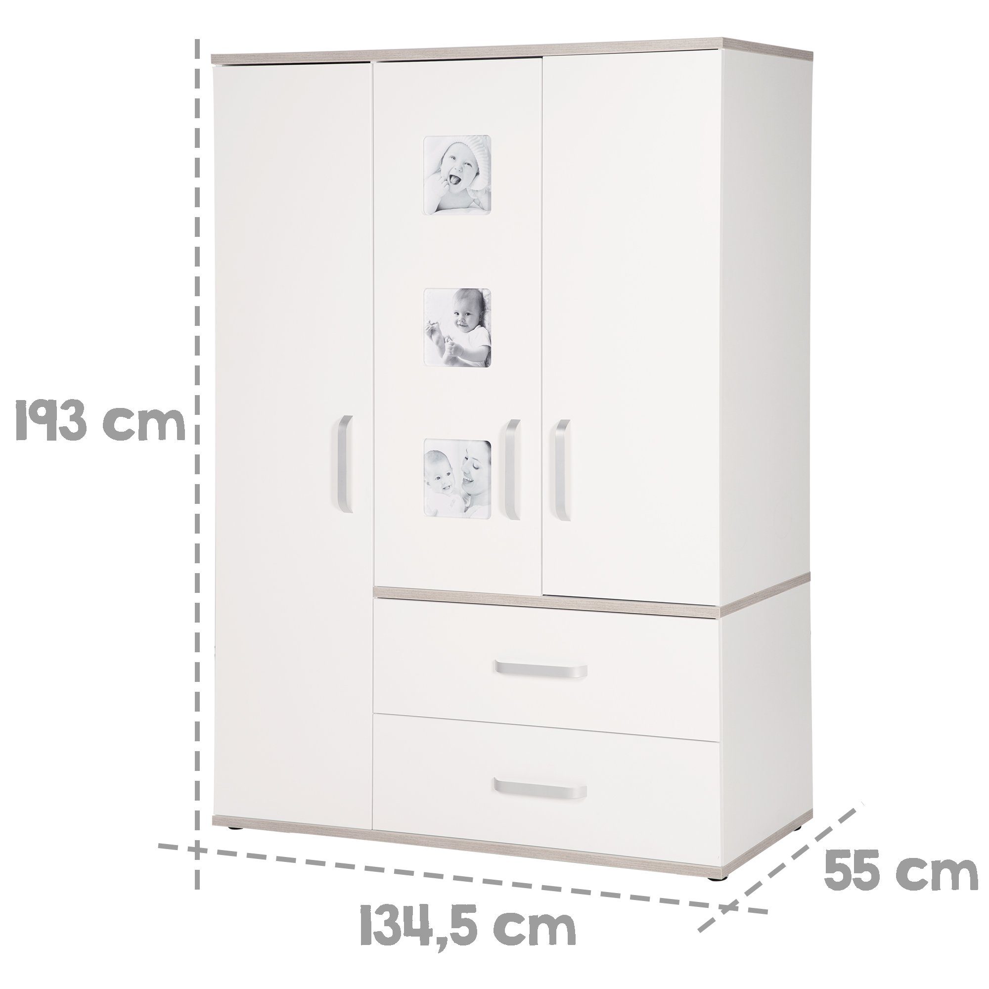 roba® Kinderkleiderschrank Moritz Kinder Kleiderschrank, mit Bilderrahmen