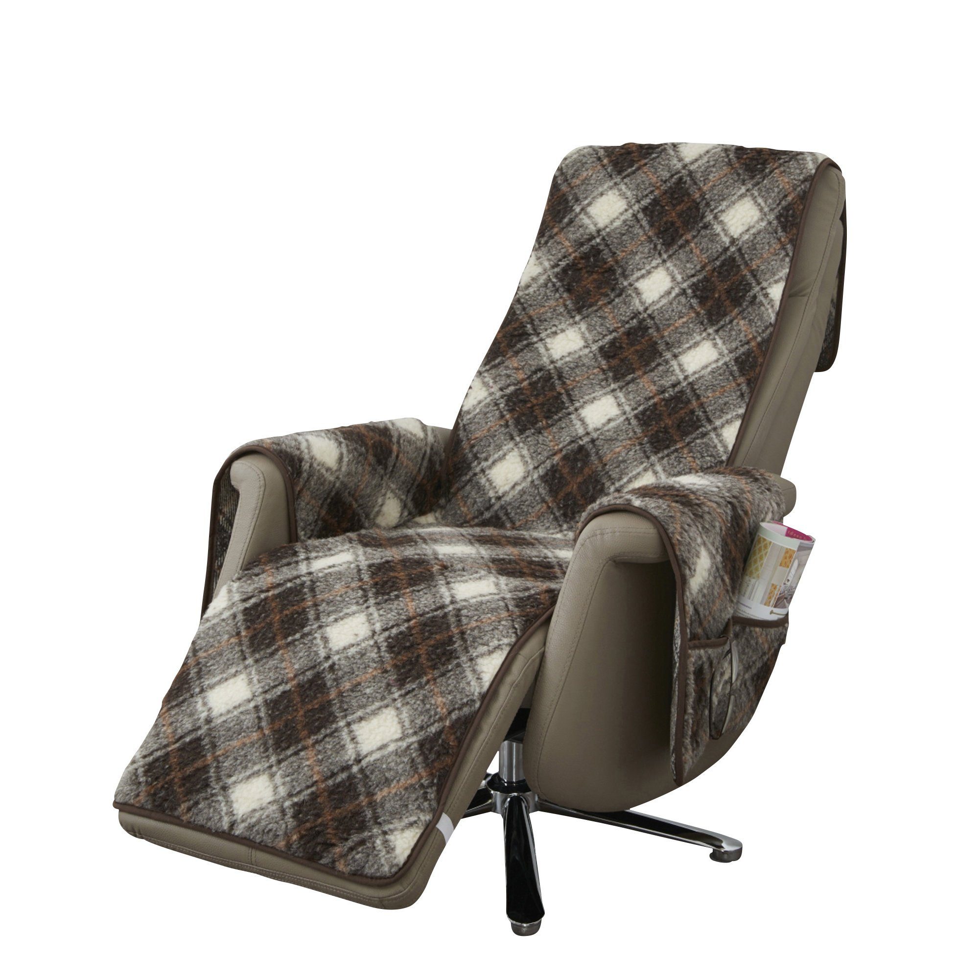 Erwin Müller Sesselschoner Sesselschoner mit Fußteil, Schurwolle Karo