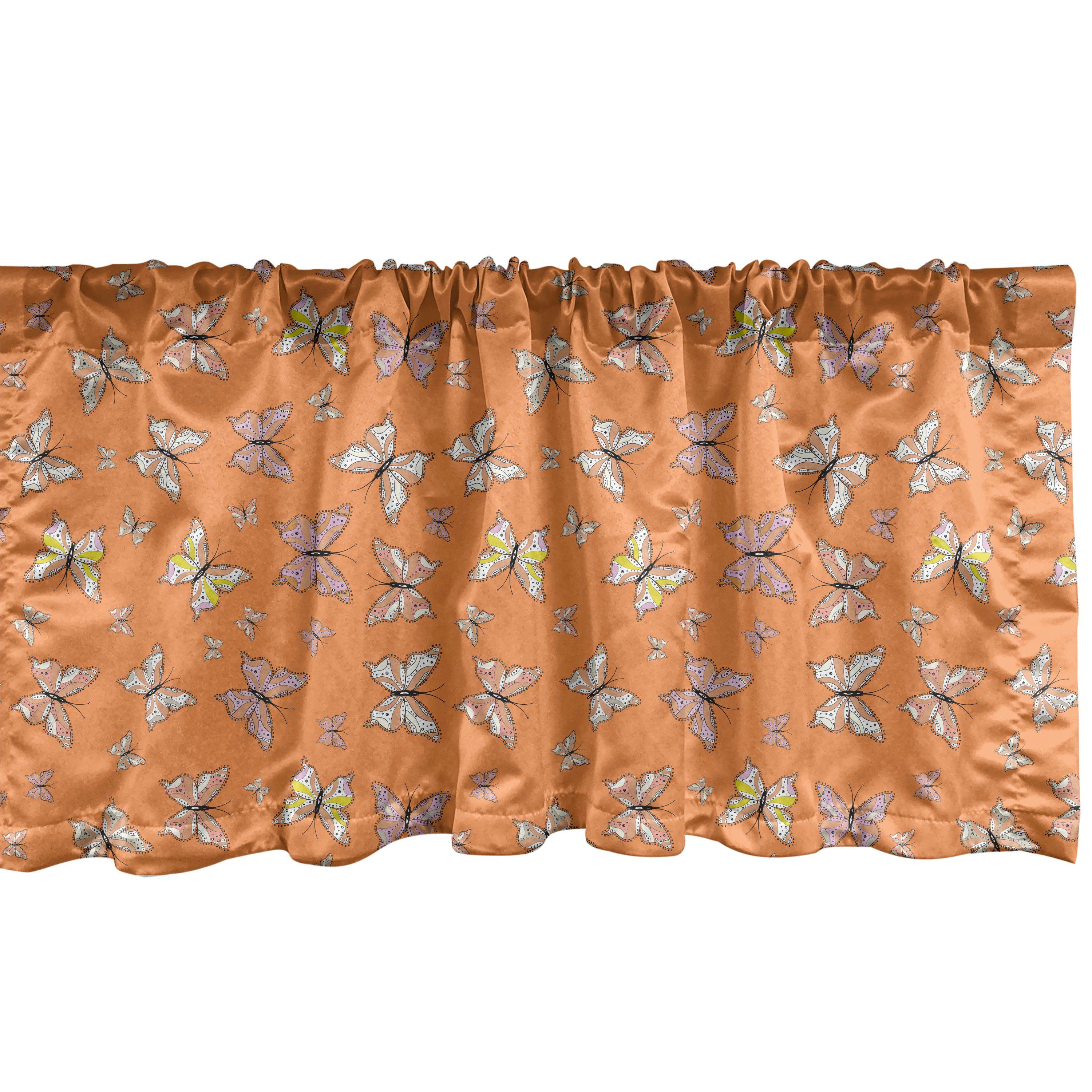Scheibengardine Vorhang Volant für Küche Schlafzimmer Dekor mit Stangentasche, Abakuhaus, Microfaser, Schmetterling Papillon Cartoon