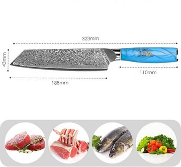 KEENZO Damastmesser Kiritsuke Profi Kochmesser aus 67 Lagen VG10 Damaststahl Harzgriff