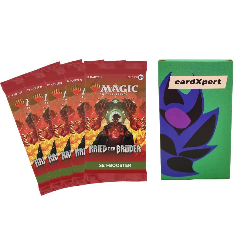 Wizards of the Coast Sammelkarte Magic the Gathering - 5 x Set-Boosterpackungen, die Erweiterung Krieg der Brüder in Kartenbox