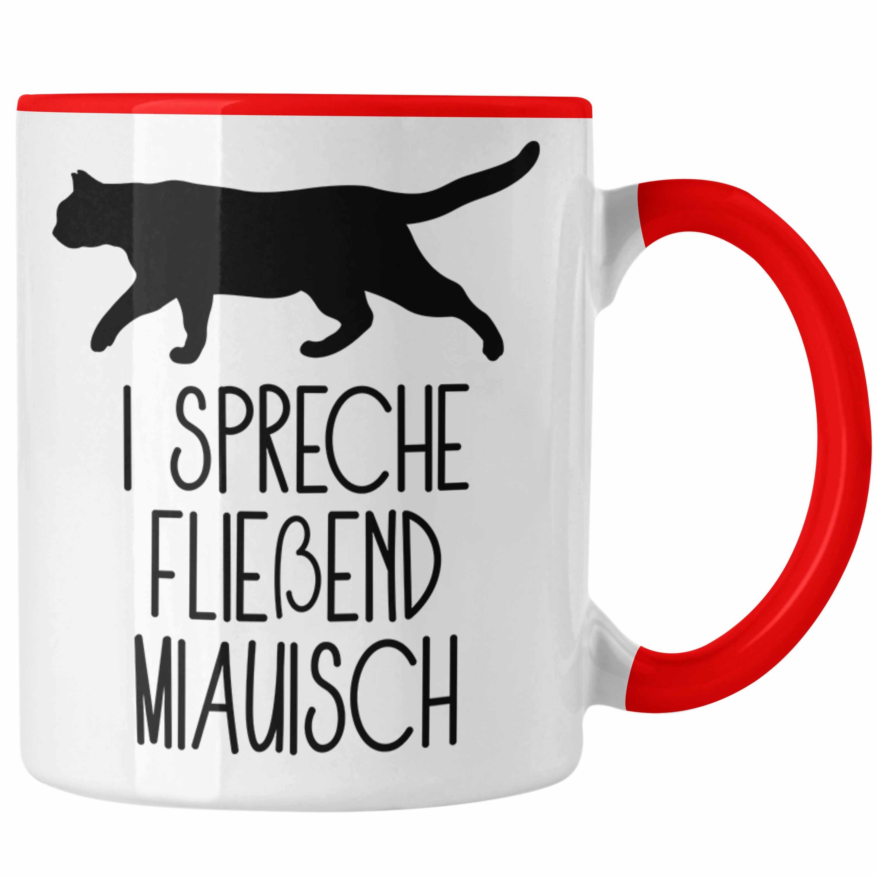 Geschenkidee Rot Katzen-Mama Tasse Trendation Papa Geschenk Katze Katzenli Spruch für Tasse