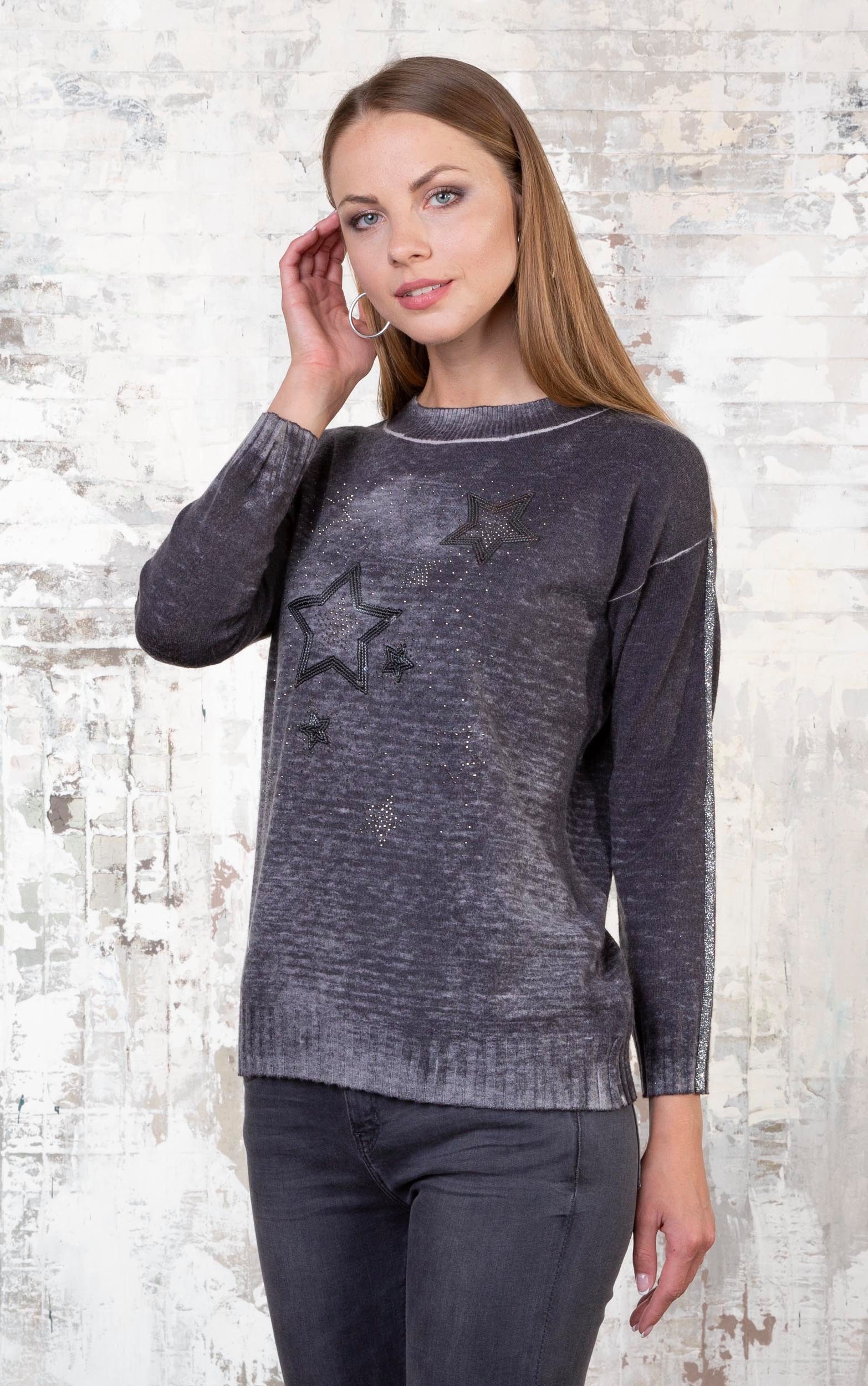 Passioni Strickpullover mit glitzernden Sternen günstig online kaufen