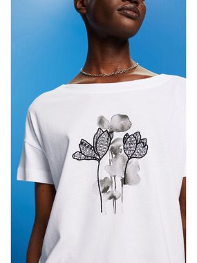Esprit Collection T-Shirt T-Shirt mit Stickerei, TENCEL™ (1-tlg)