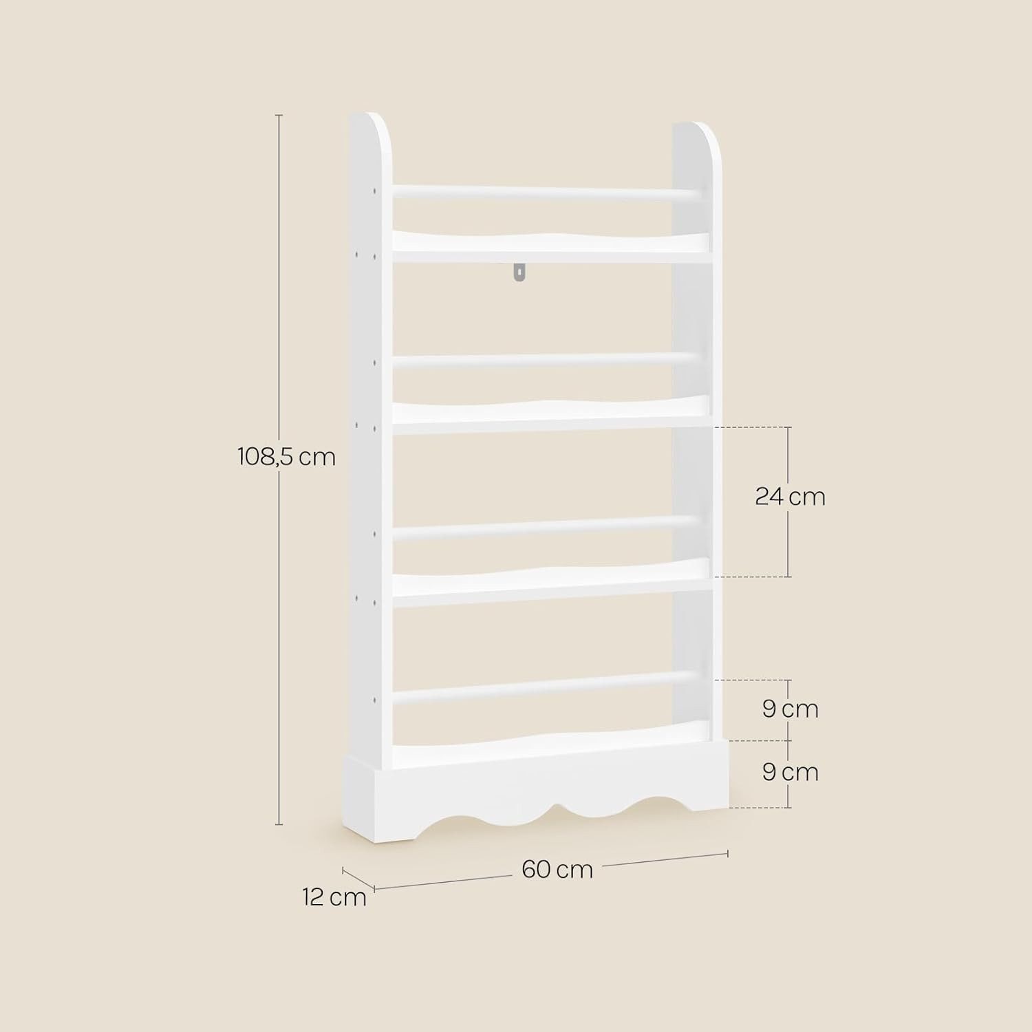 Woltu Bücherregal, mit 4 Ebenen, aus MDF Holz, Regal für Kinderzimmer Kindergarten