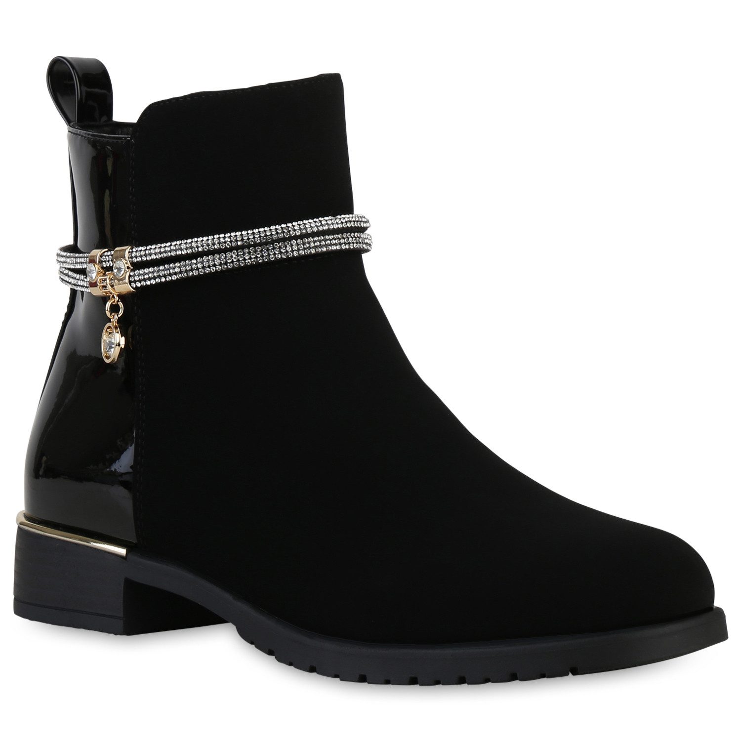 VAN HILL 840507 Stiefelette Damen Leicht Gefütterte Klassische Stiefeletten Zierperlen